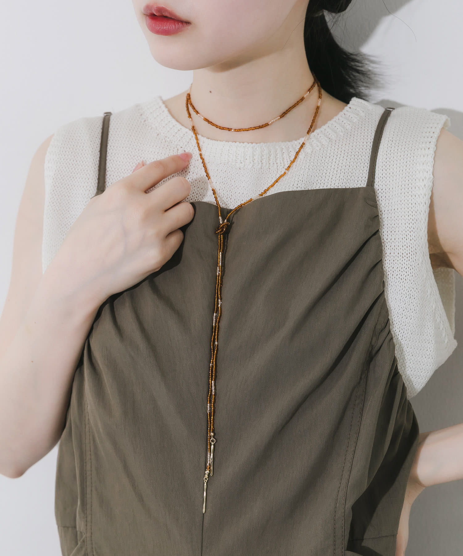 ビーズロングチョーカー BRN -