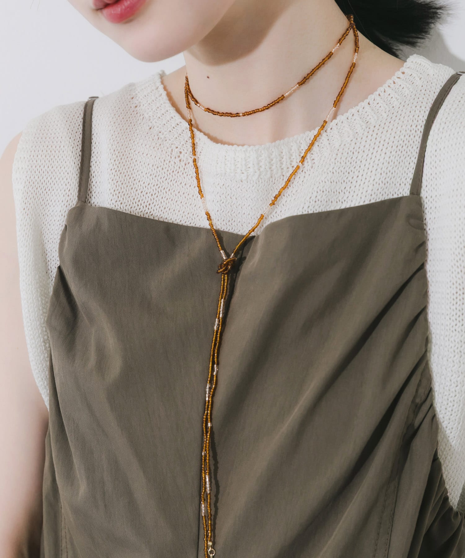 ビーズロングチョーカー BRN -