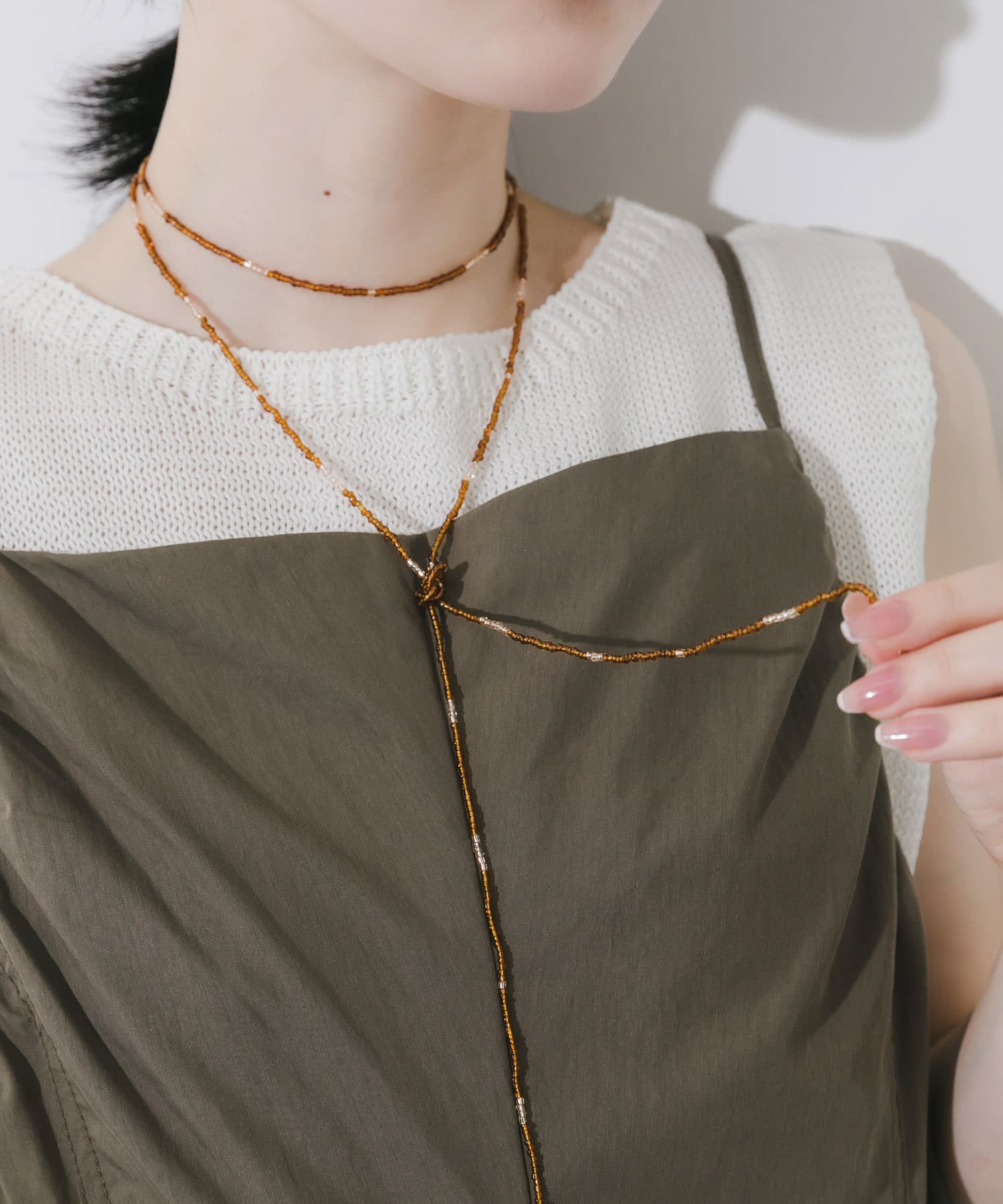 ビーズロングチョーカー BRN -