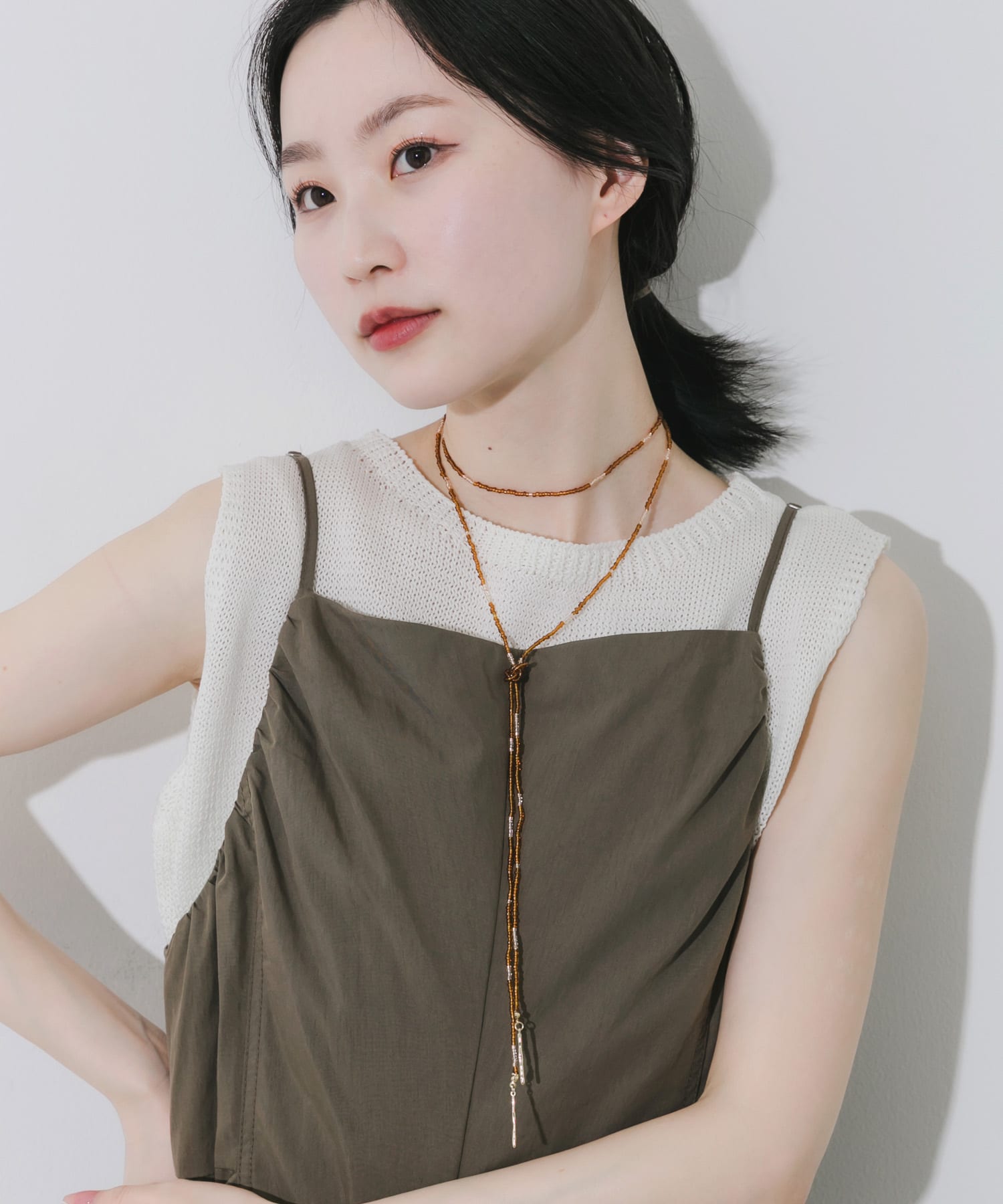 ビーズロングチョーカー BRN -