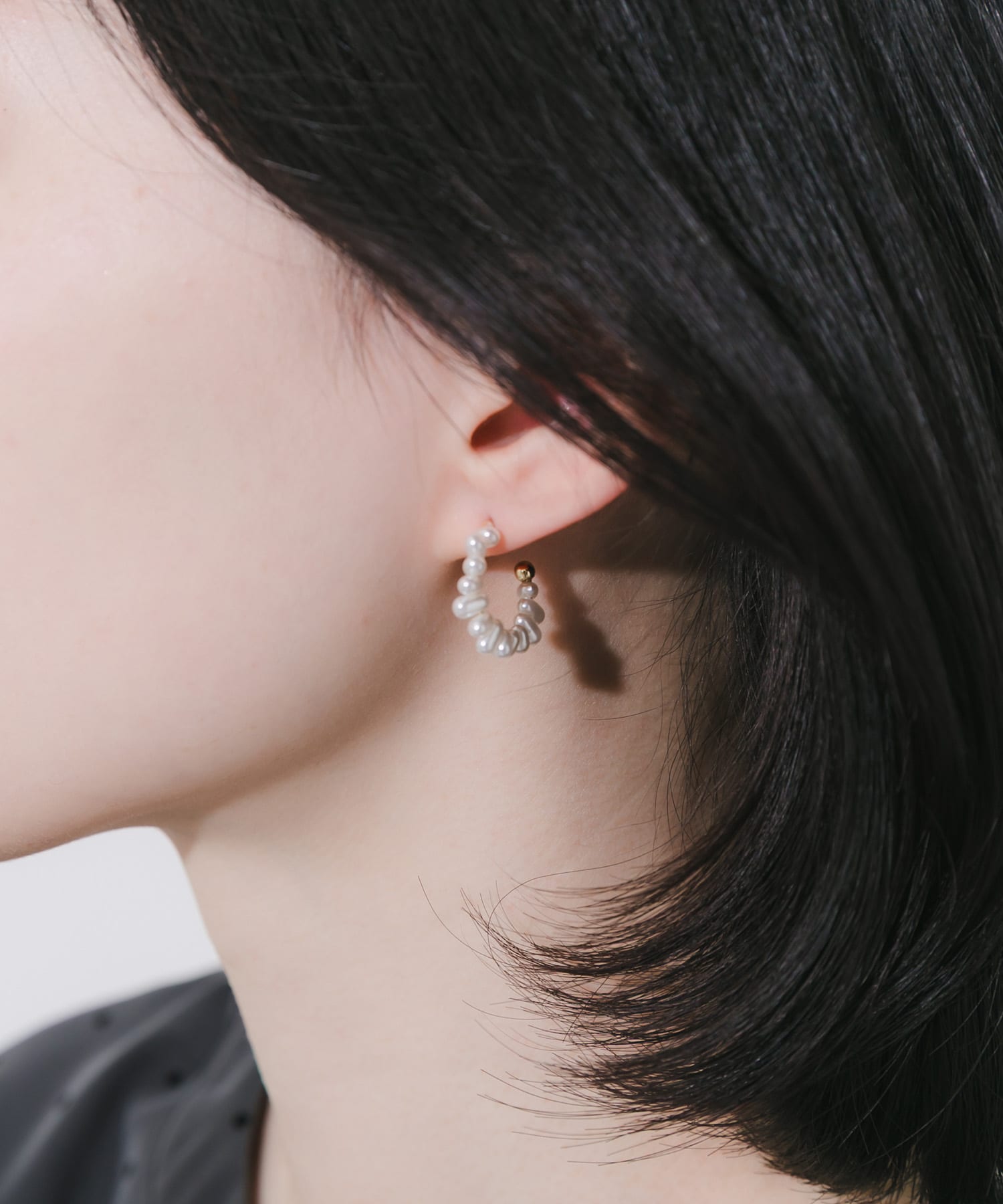 ツブツブパールフープピアス WH/GD -