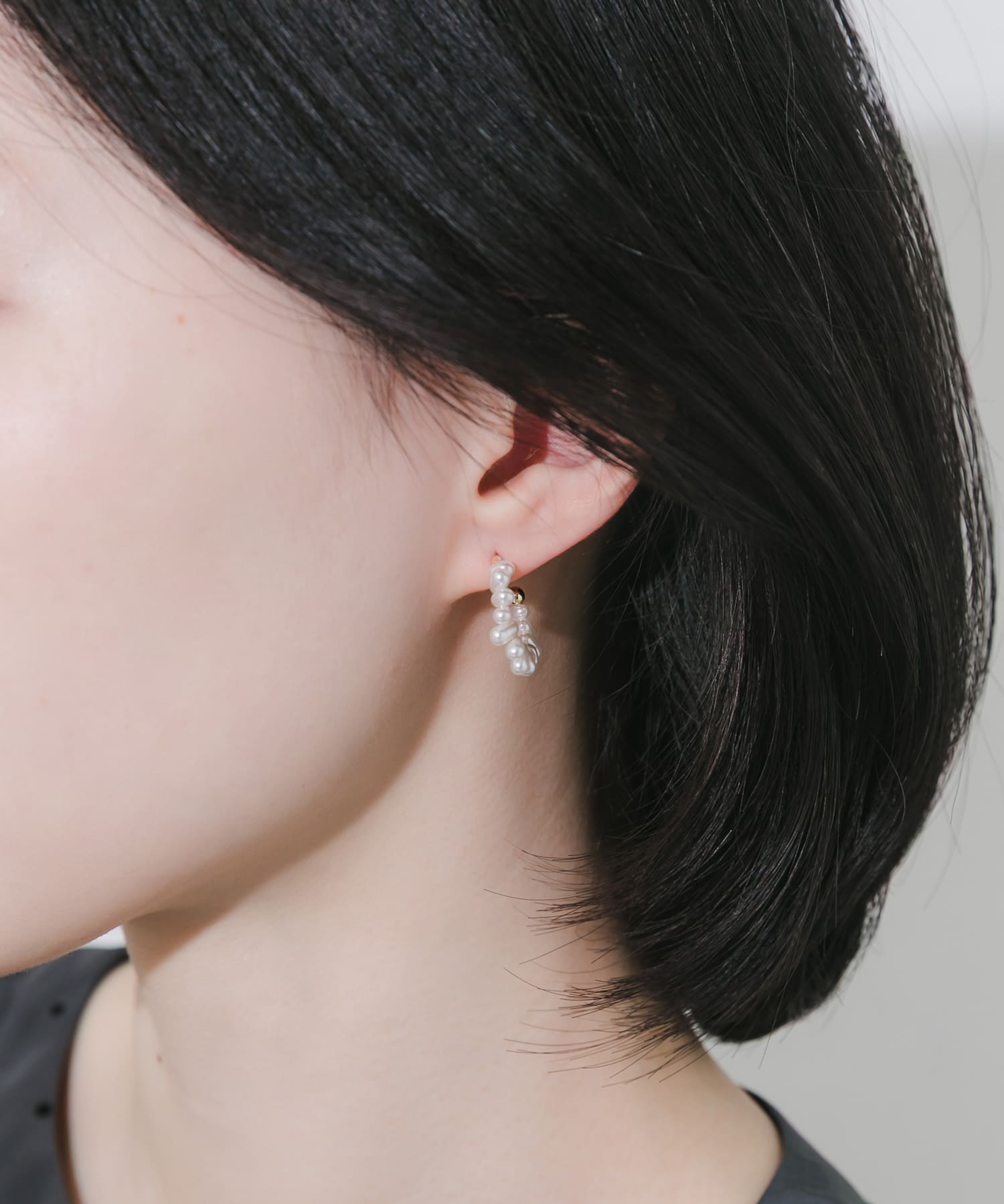 ツブツブパールフープピアス WH/GD -