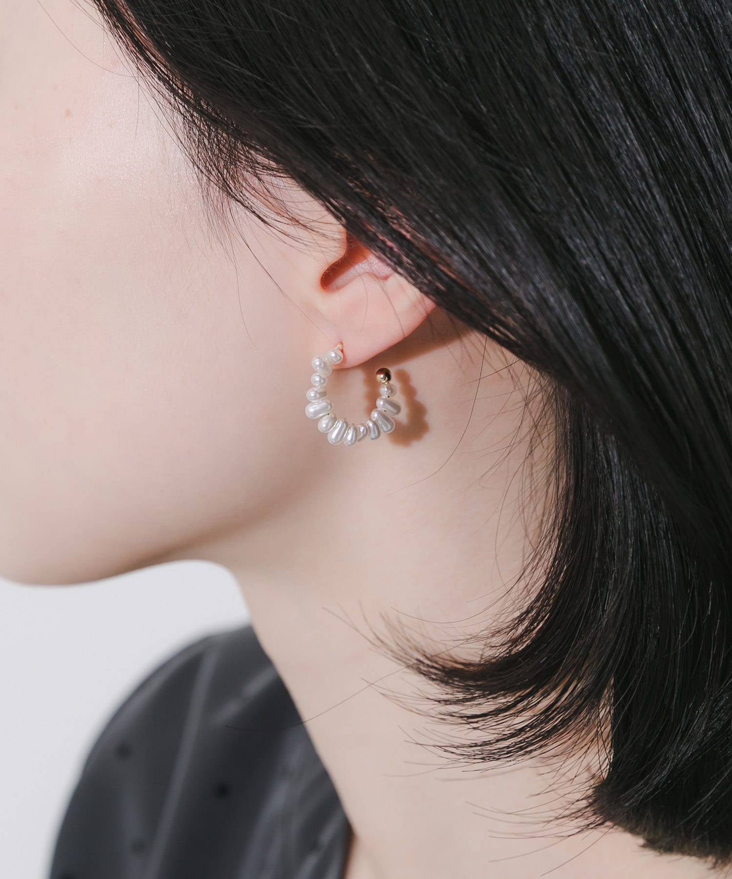 ツブツブパールフープピアス WH/GD -
