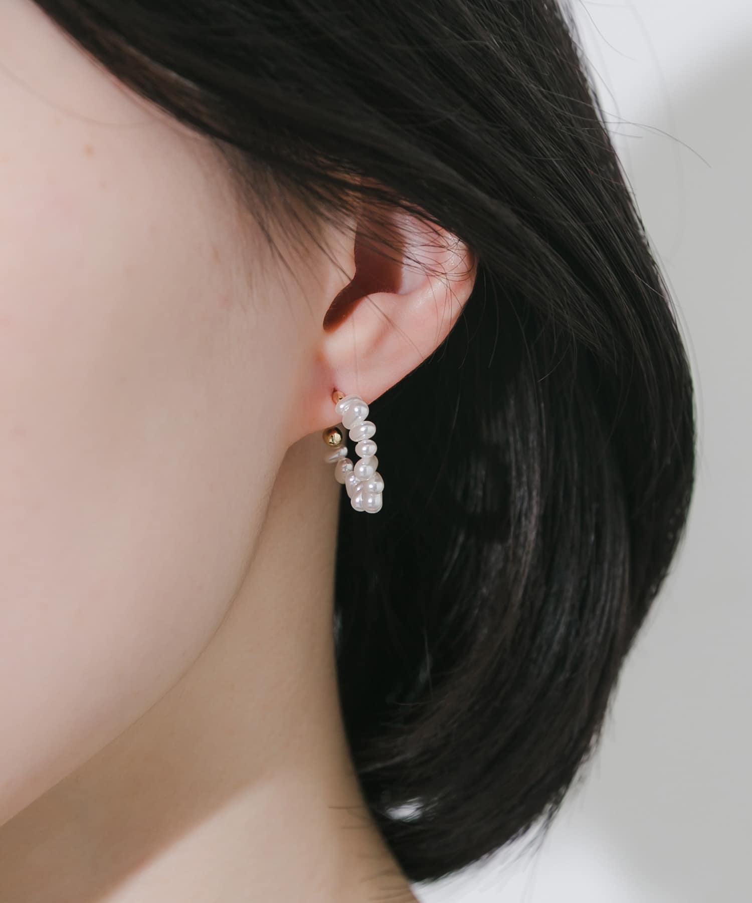 ツブツブパールフープピアス WH/GD -