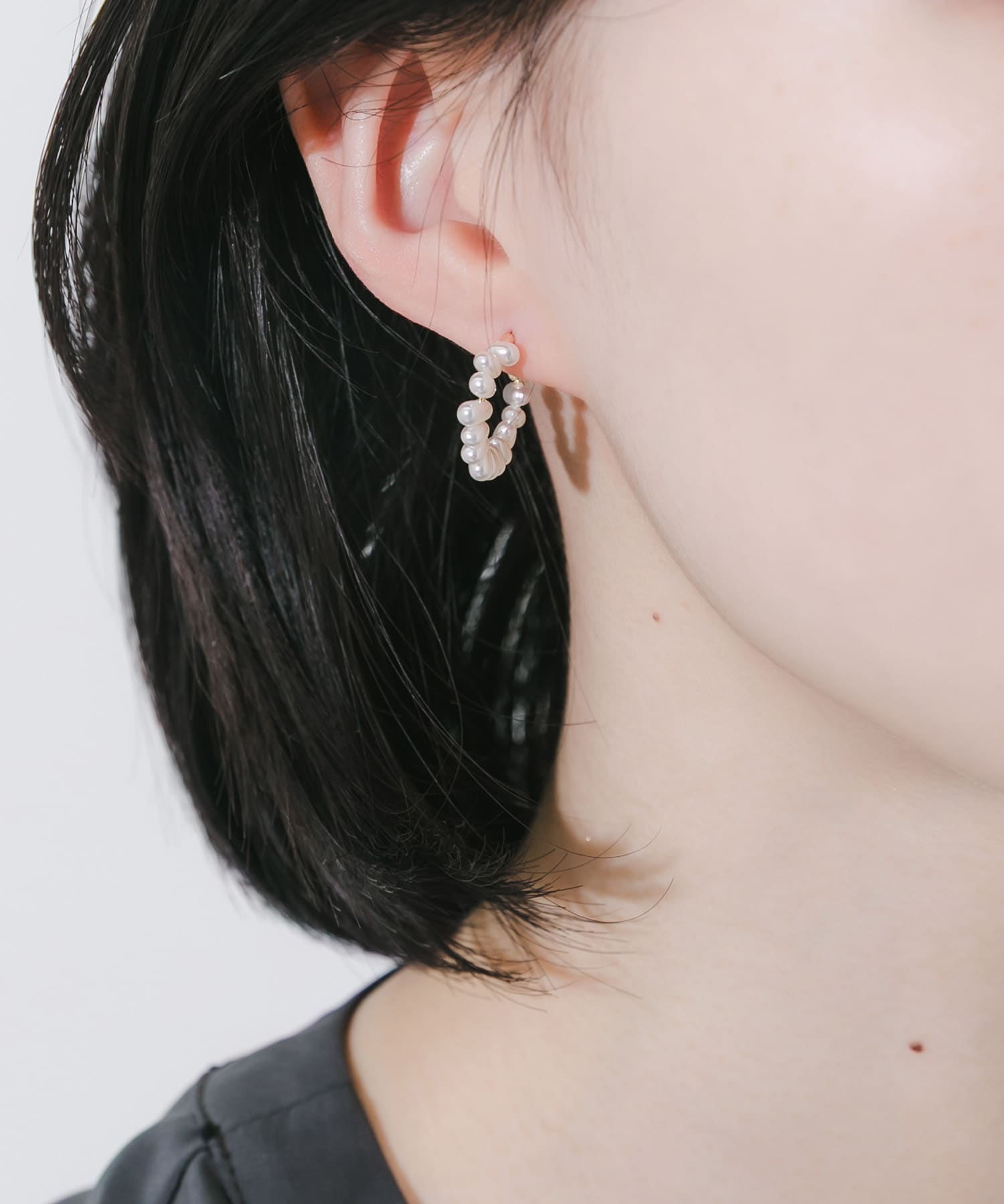 ツブツブパールフープピアス WH/GD -