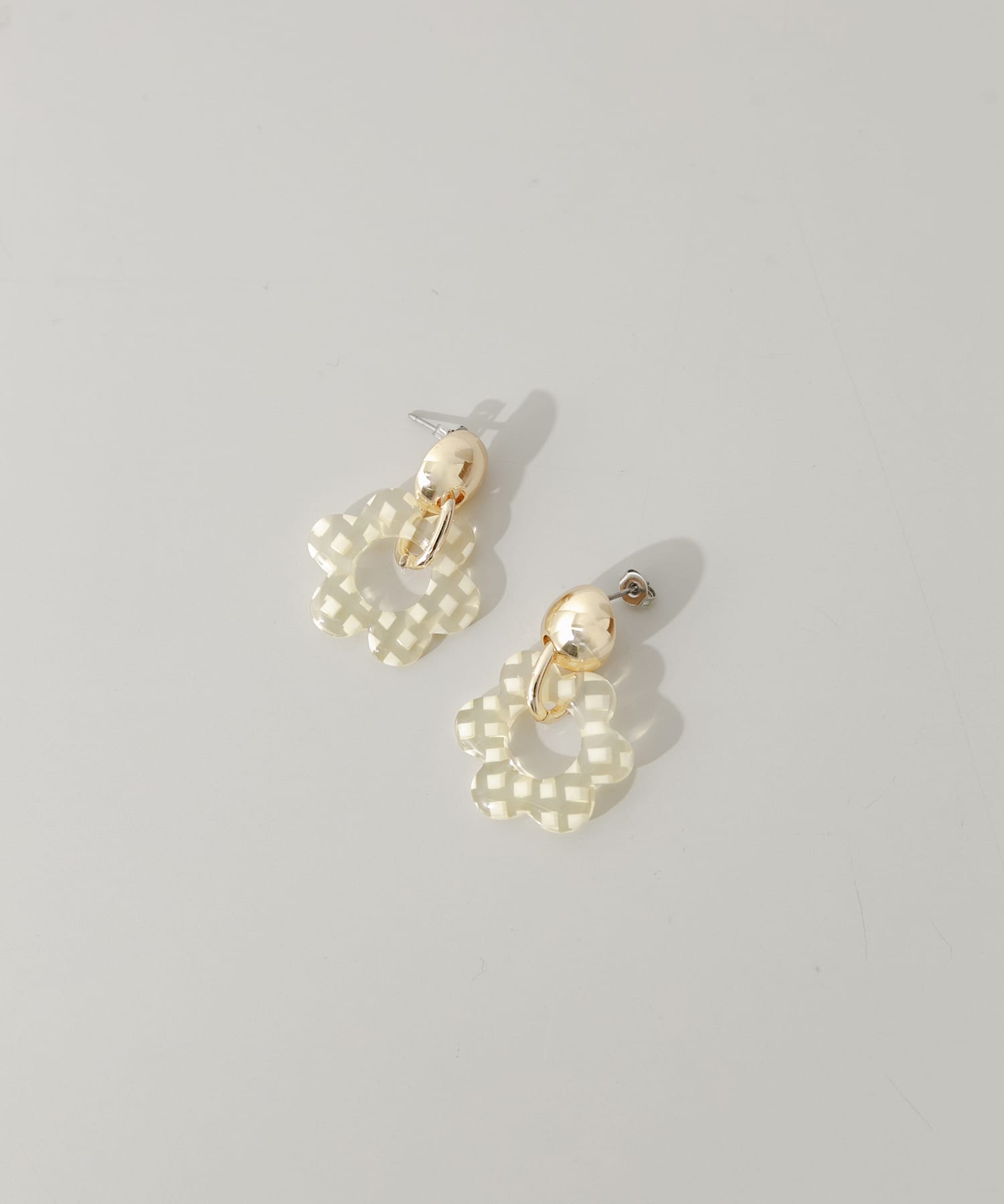 チェックフラワーピアス YE/GD -