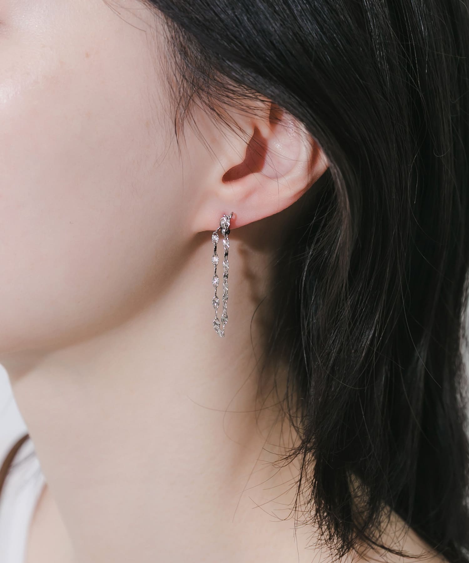 ステンレス2WAYペタルチェーンピアス SLV -