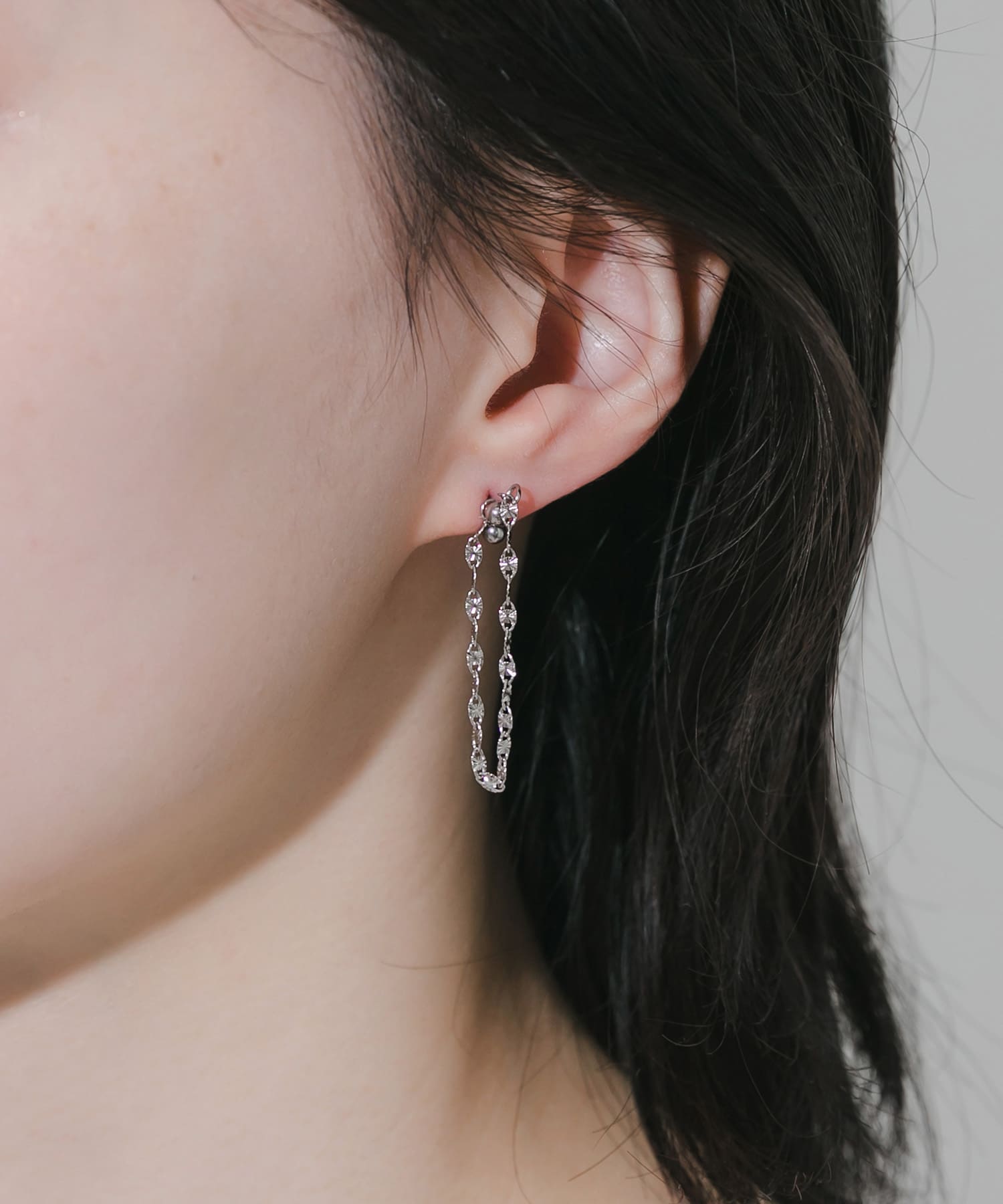 ステンレス2WAYペタルチェーンピアス SLV -