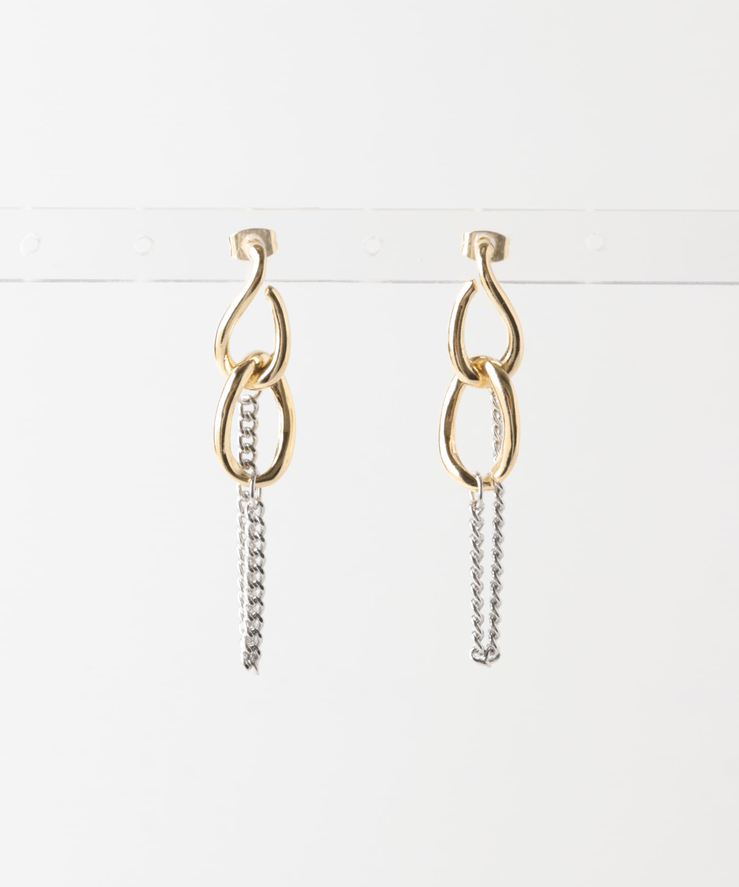 メタルオーバルリンクチェーンピアス GD/SV -