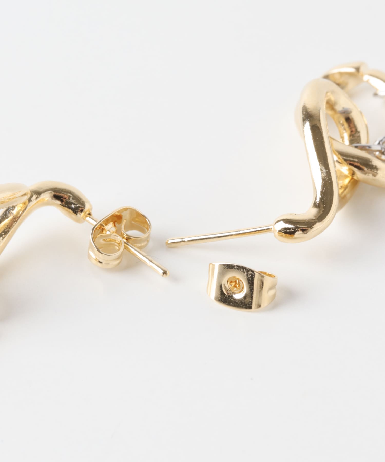 メタルオーバルリンクチェーンピアス GD/SV -