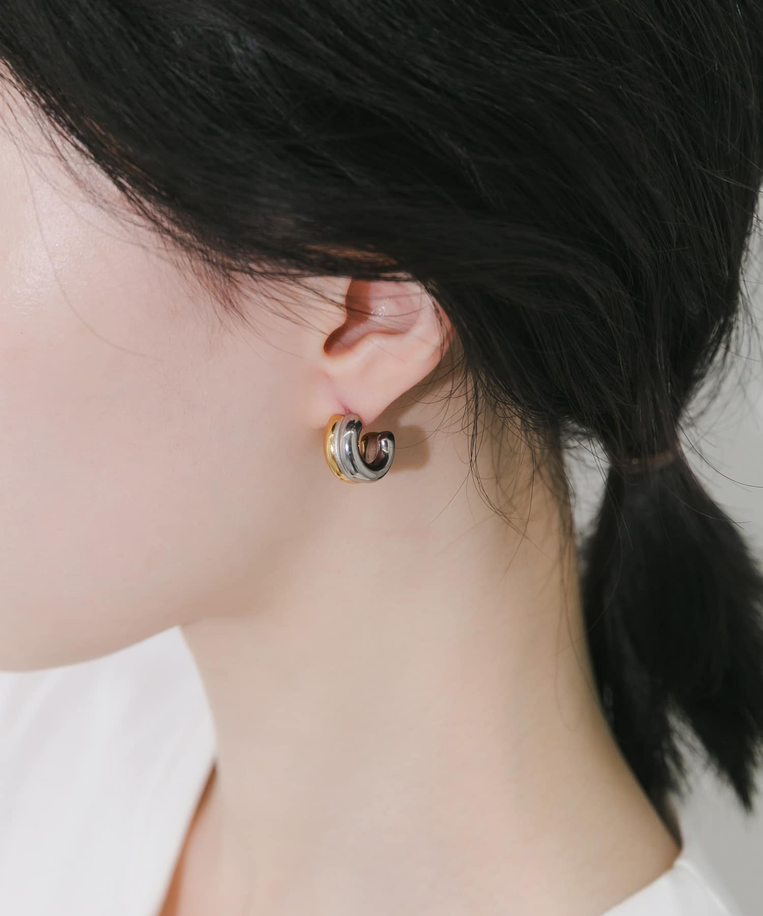 ステンレスコンビフープピアス SV/GD -