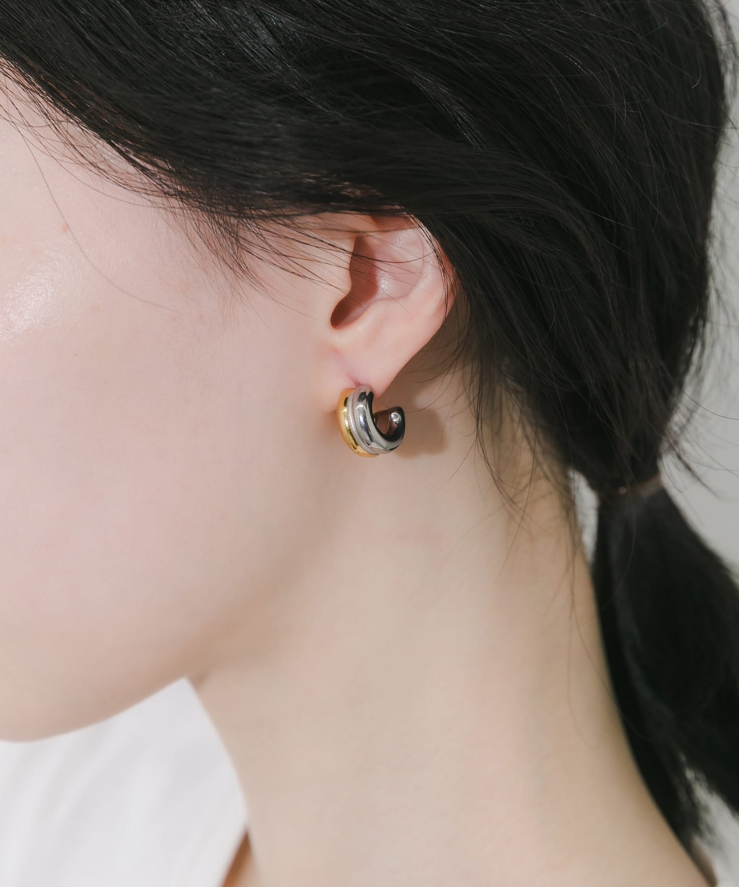 ステンレスコンビフープピアス SV/GD -