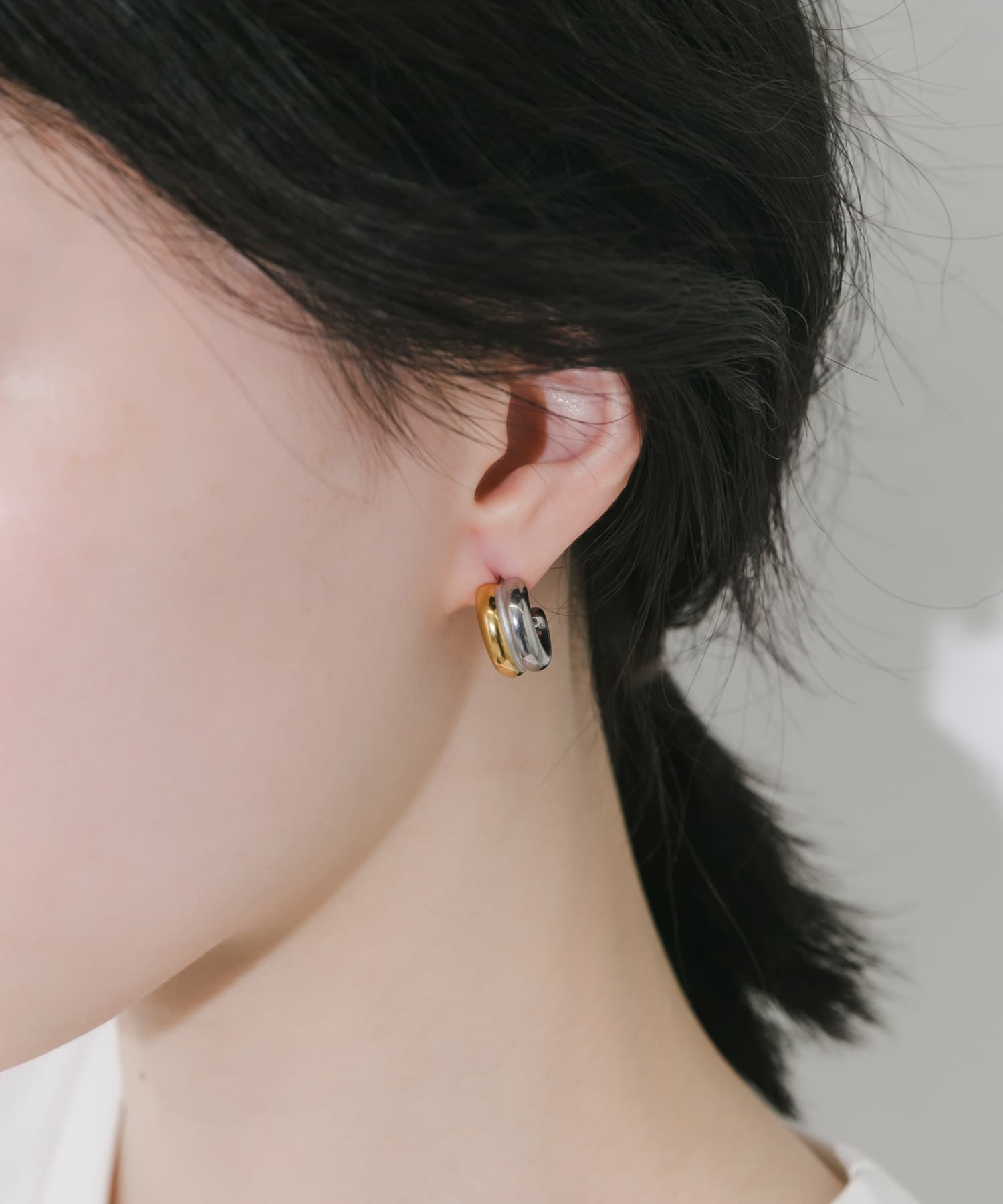 ステンレスコンビフープピアス SV/GD -