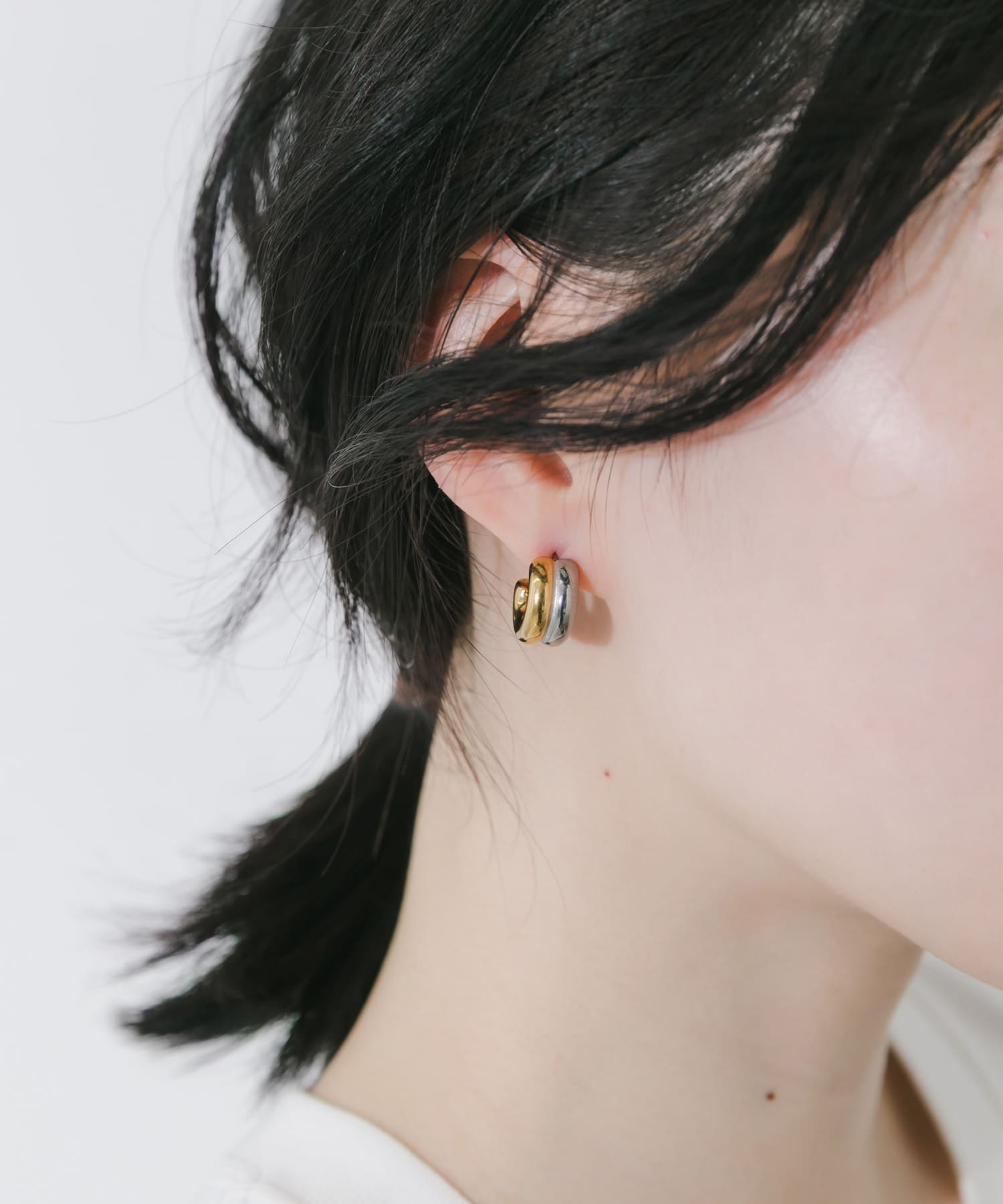 ステンレスコンビフープピアス SV/GD -