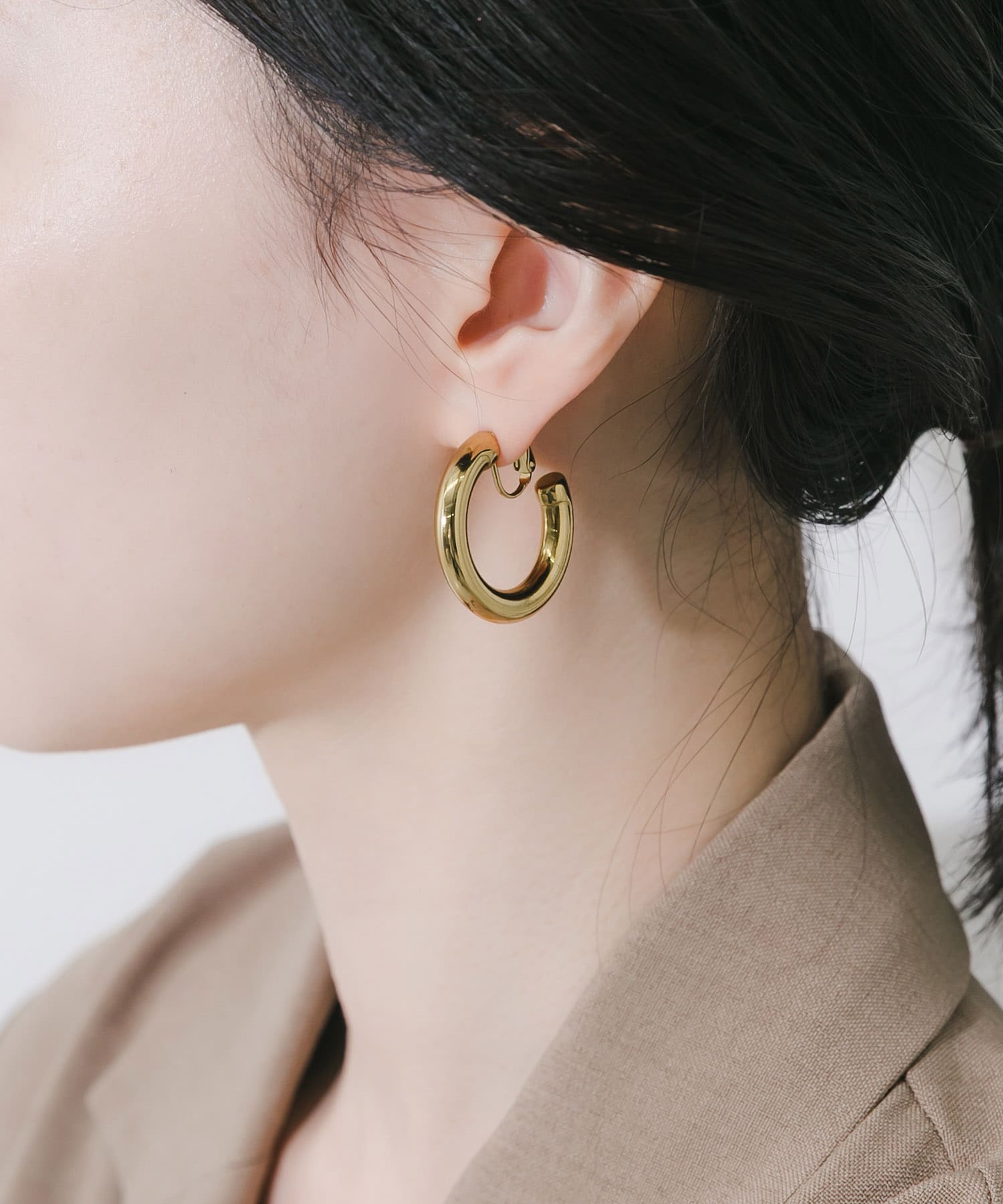 ステンレスボリュームフープイヤリング GLD -