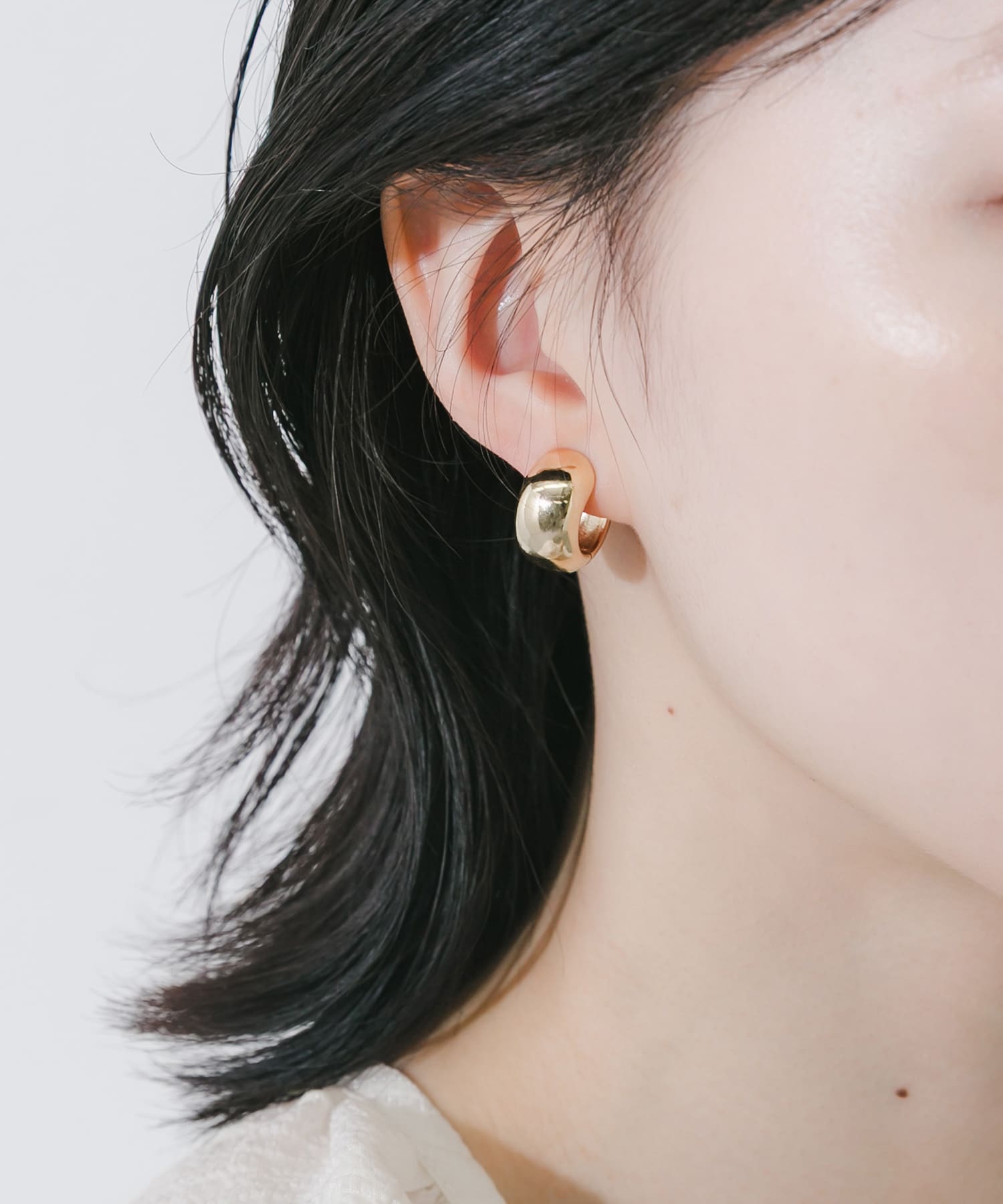 メタルボリュームワンタッチフープイヤリング GLD -