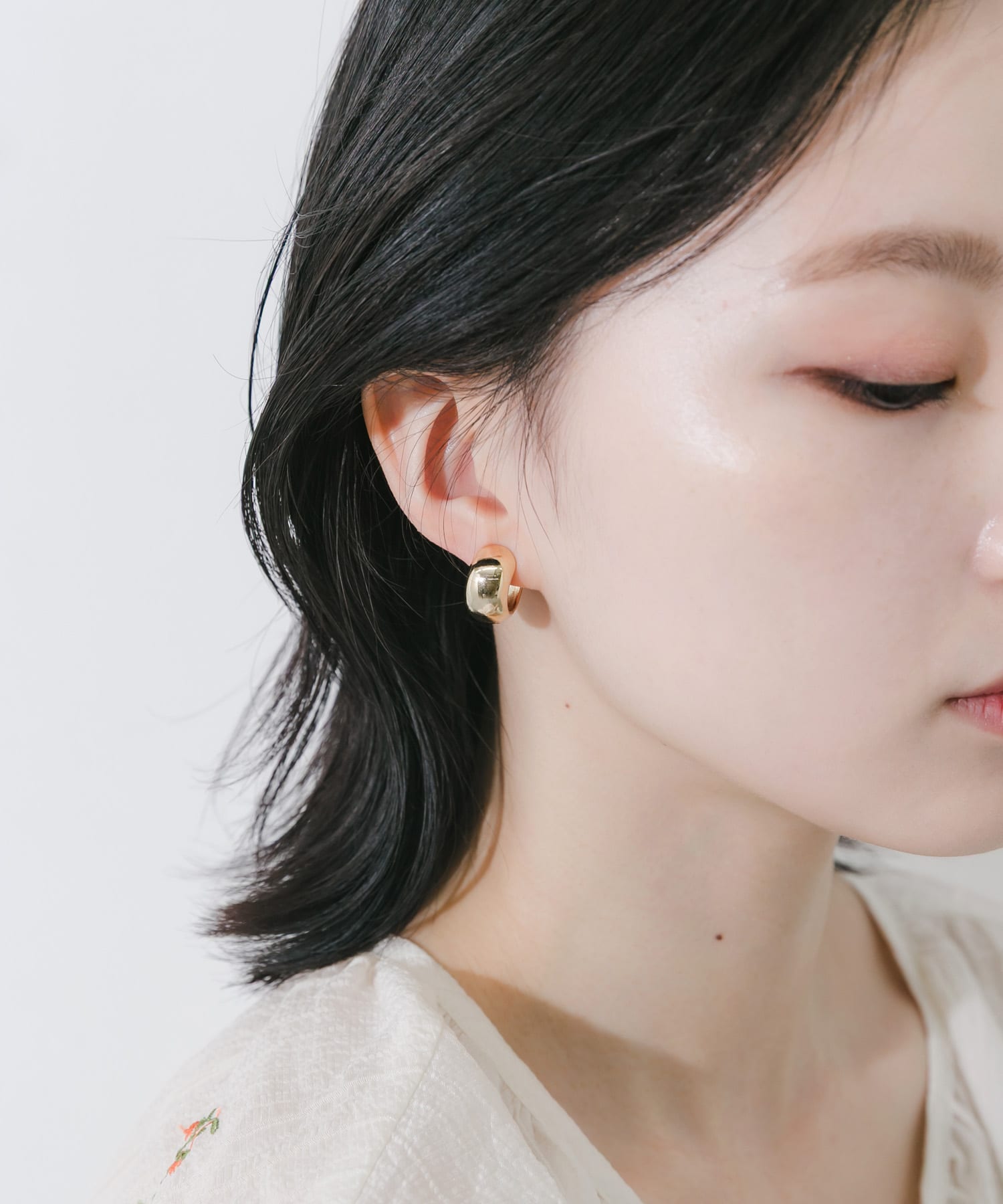 メタルボリュームワンタッチフープイヤリング GLD -