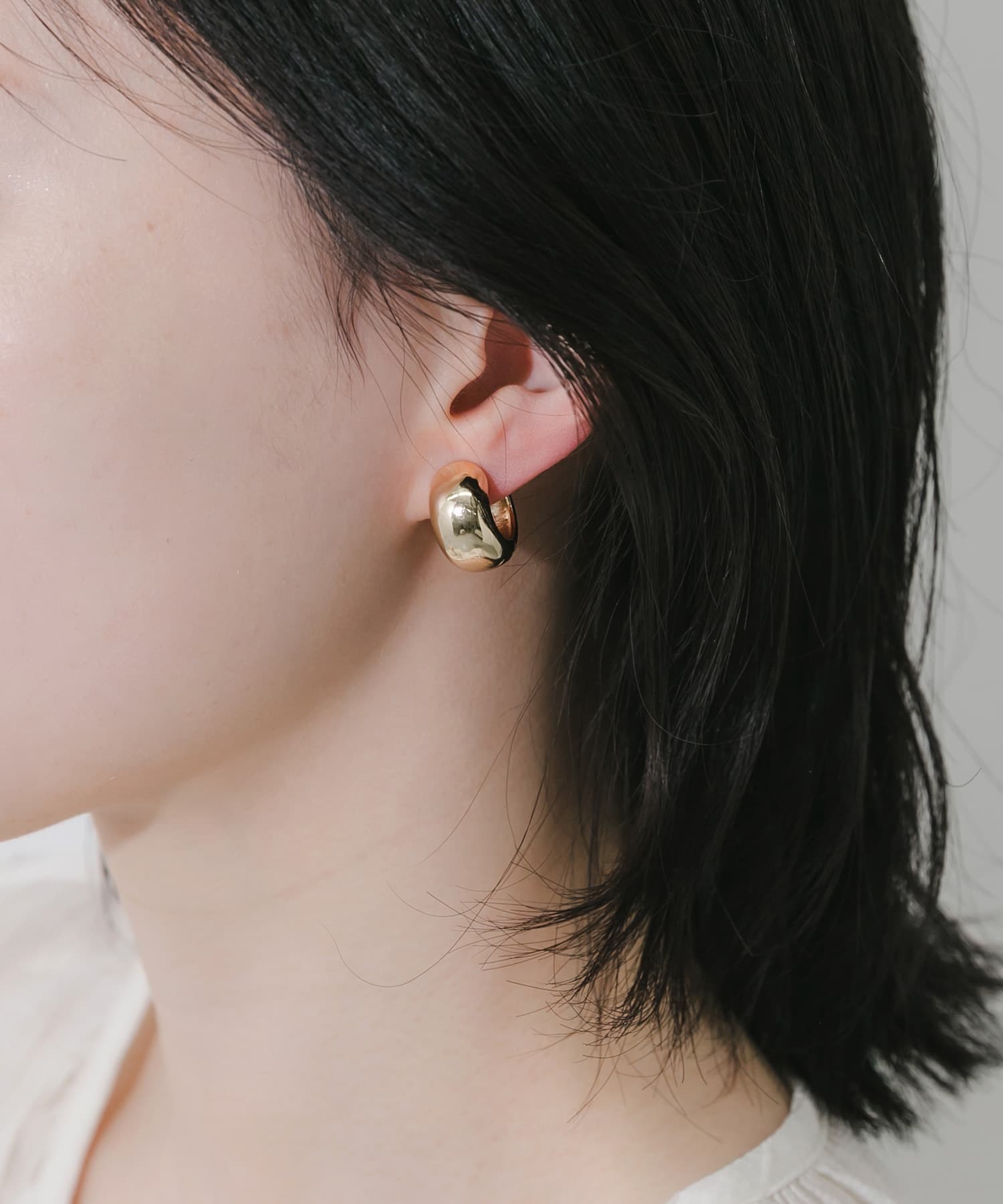 メタルボリュームワンタッチフープイヤリング GLD -