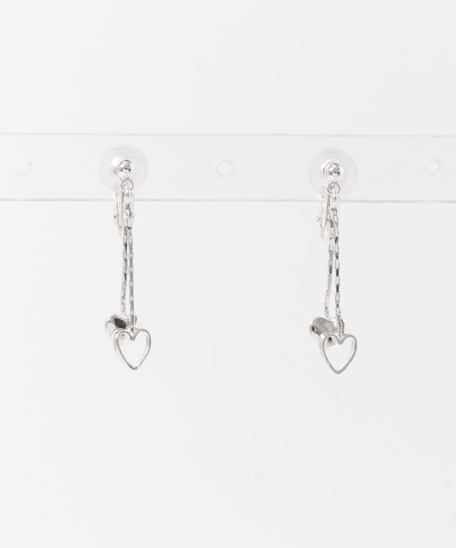 ダブルハートチェーンイヤリング SLV -