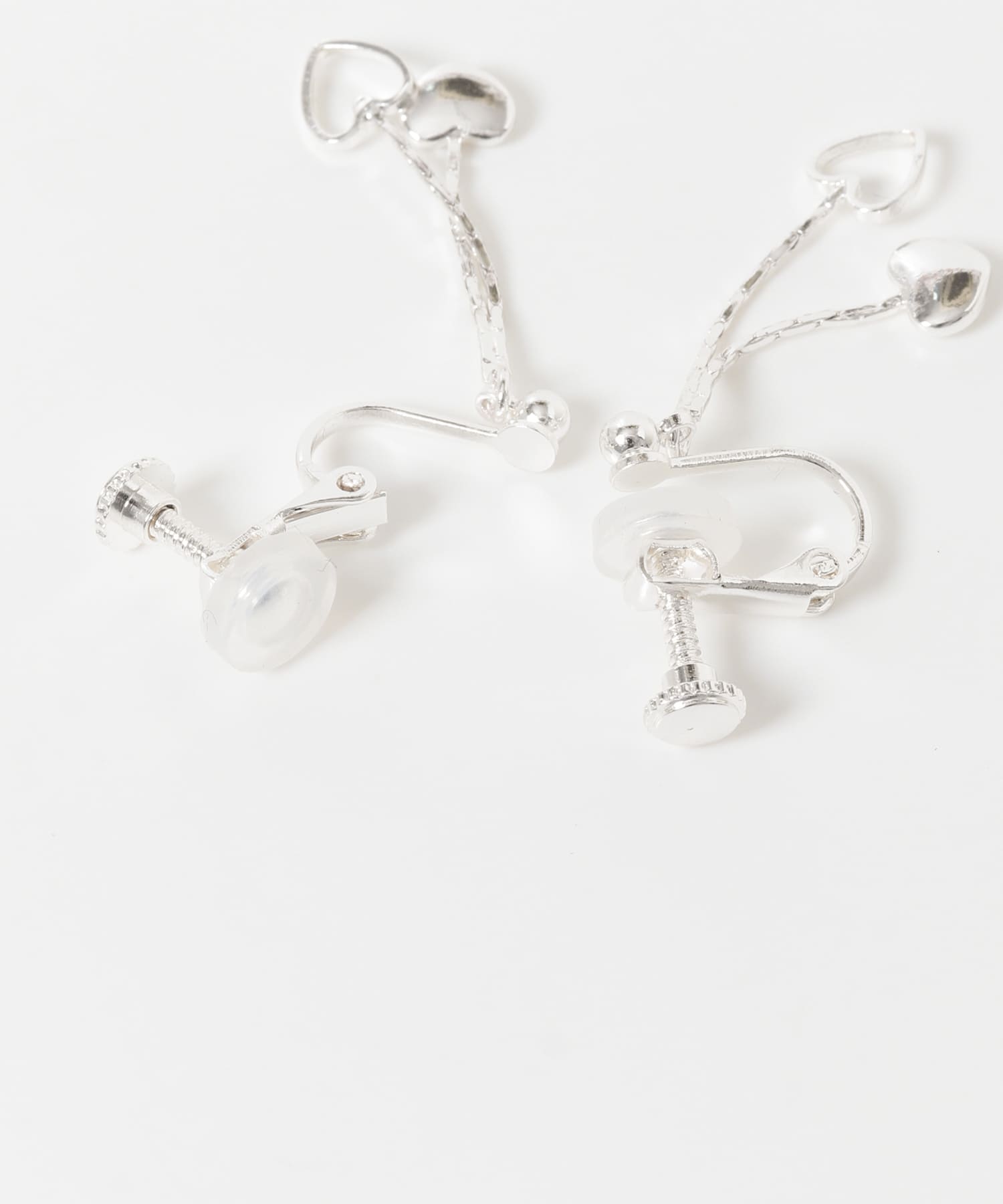 ダブルハートチェーンイヤリング SLV -