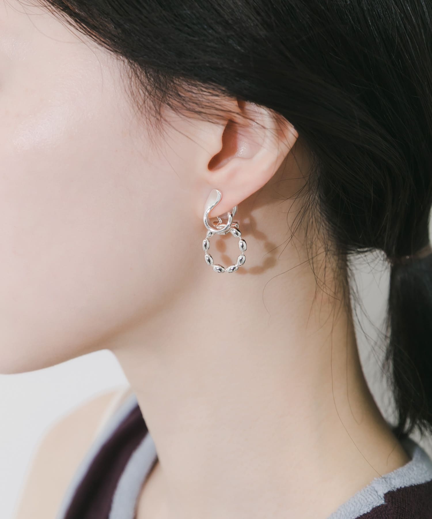 カーブラインラウンドチェーンイヤリング SLV -