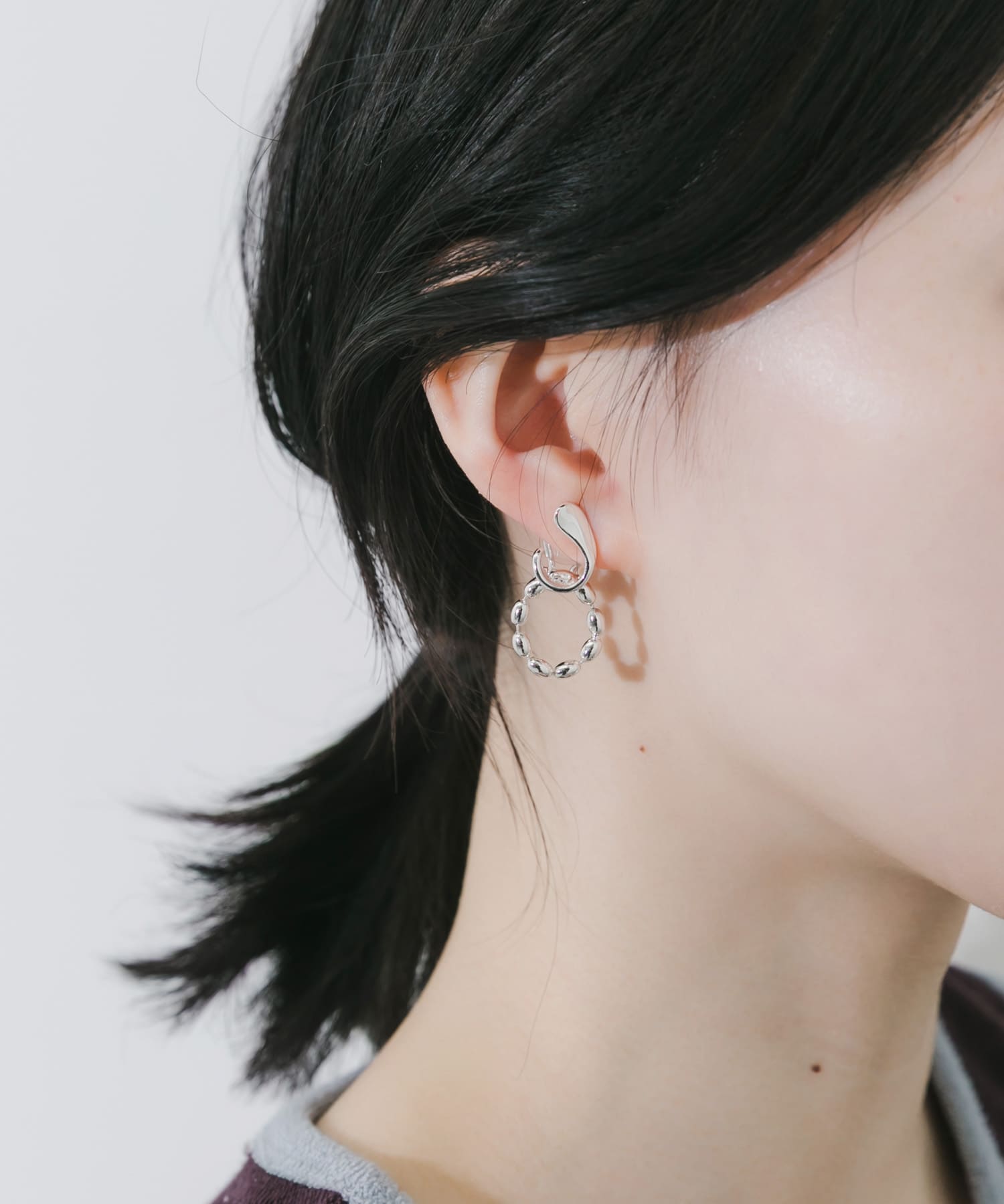 カーブラインラウンドチェーンイヤリング SLV -