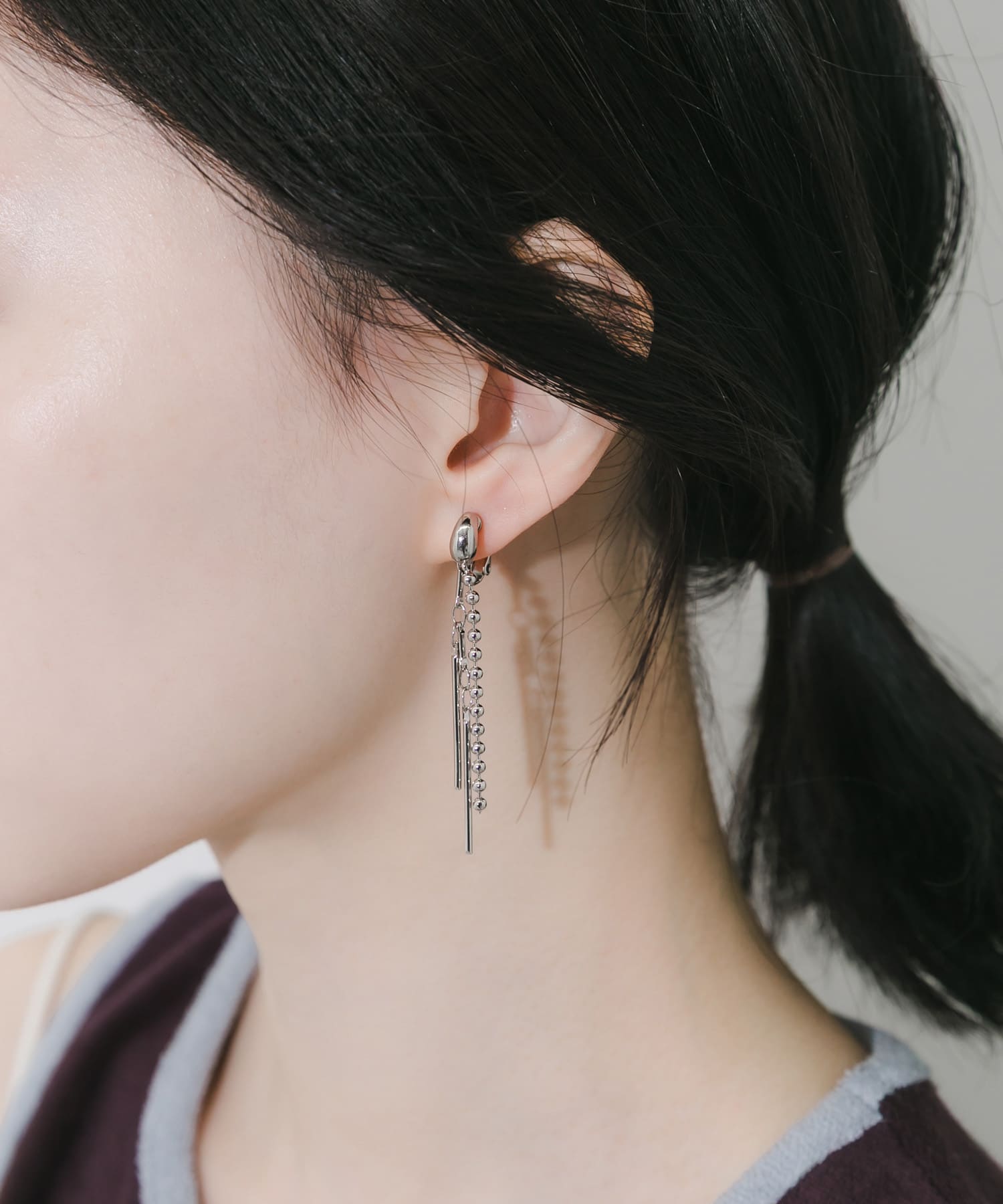 ダブルチェーンイヤリング SLV -