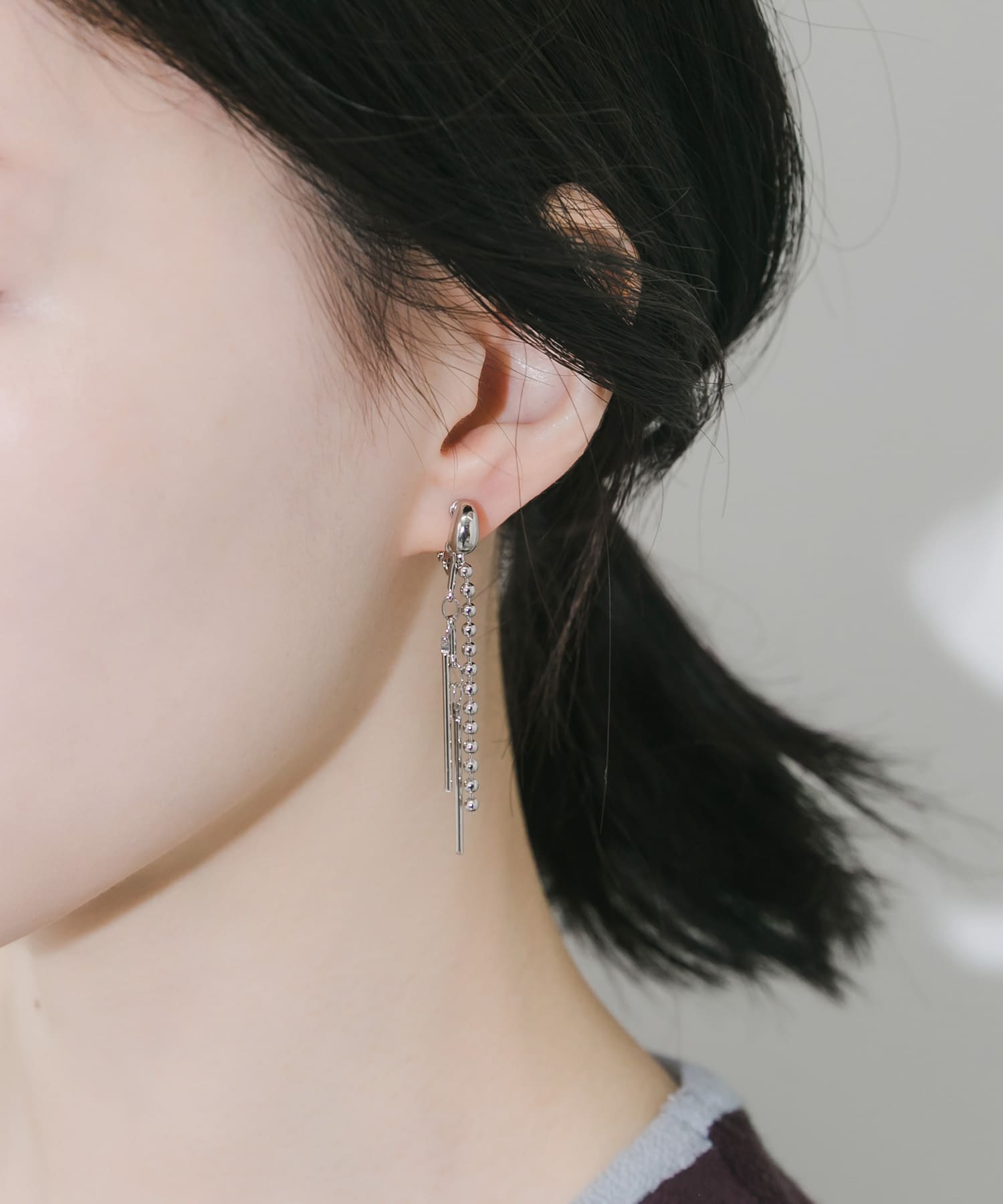 ダブルチェーンイヤリング SLV -