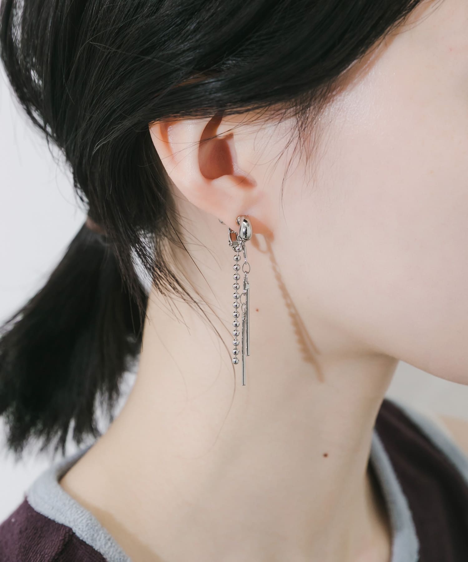 ダブルチェーンイヤリング SLV -