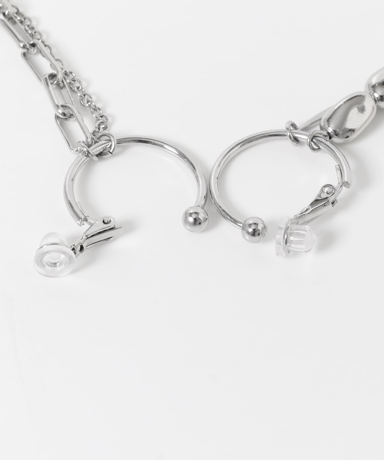 アシンメトリーマルチチェーンイヤリング SLV -