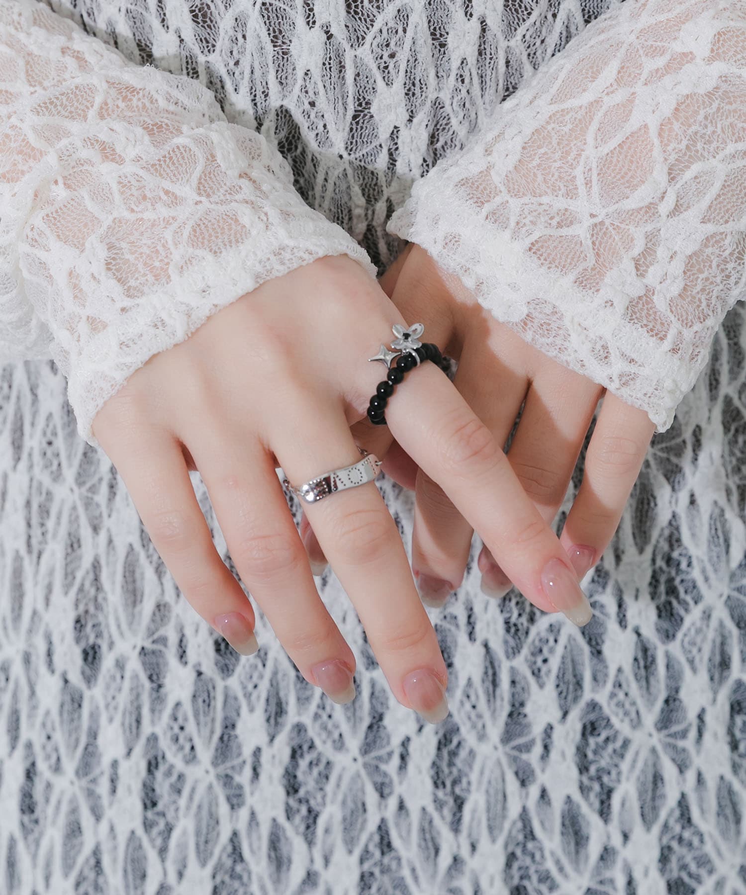 ビーズチャーム2セットリング