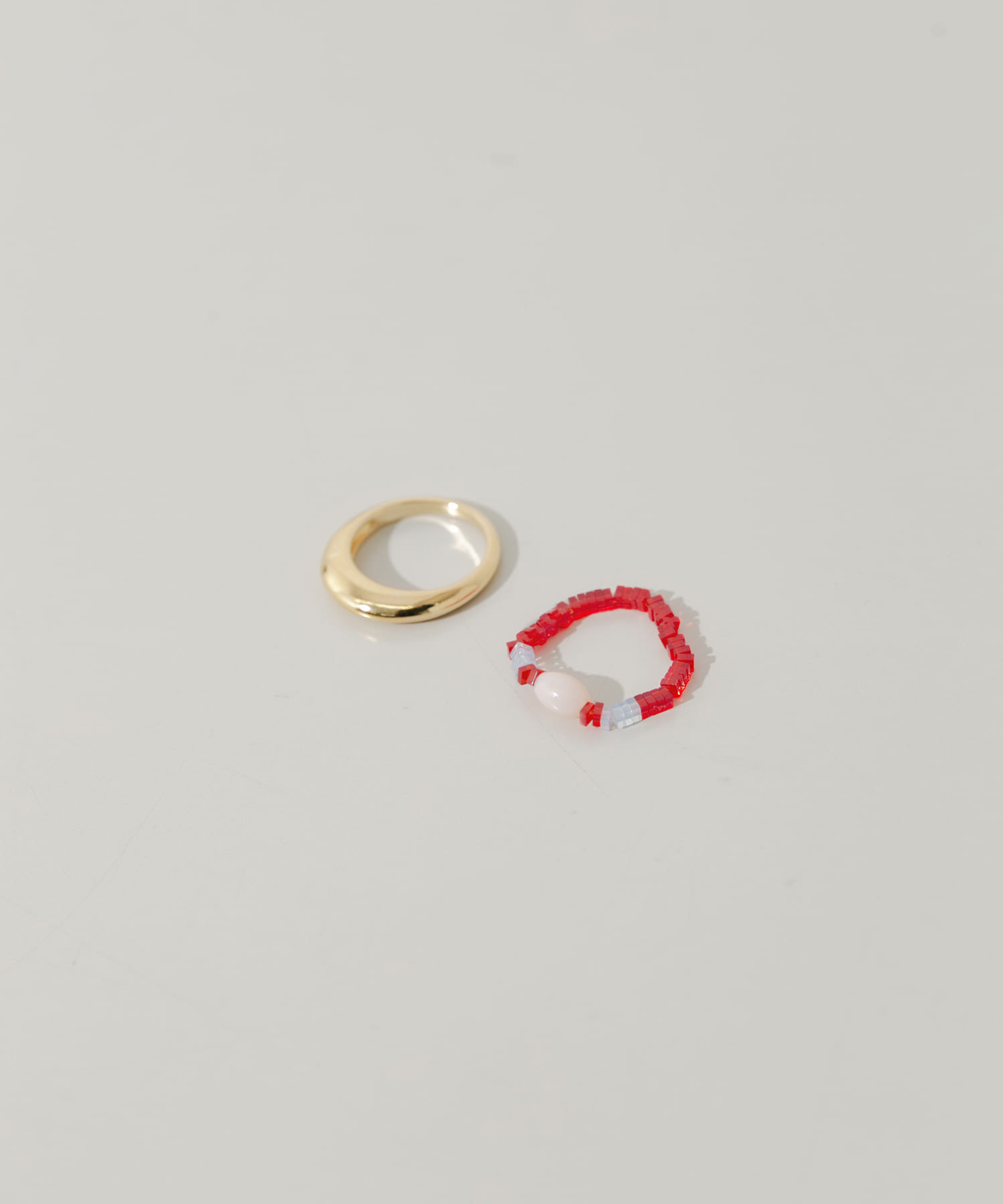 カラービーズ2セットリング RE/GD -