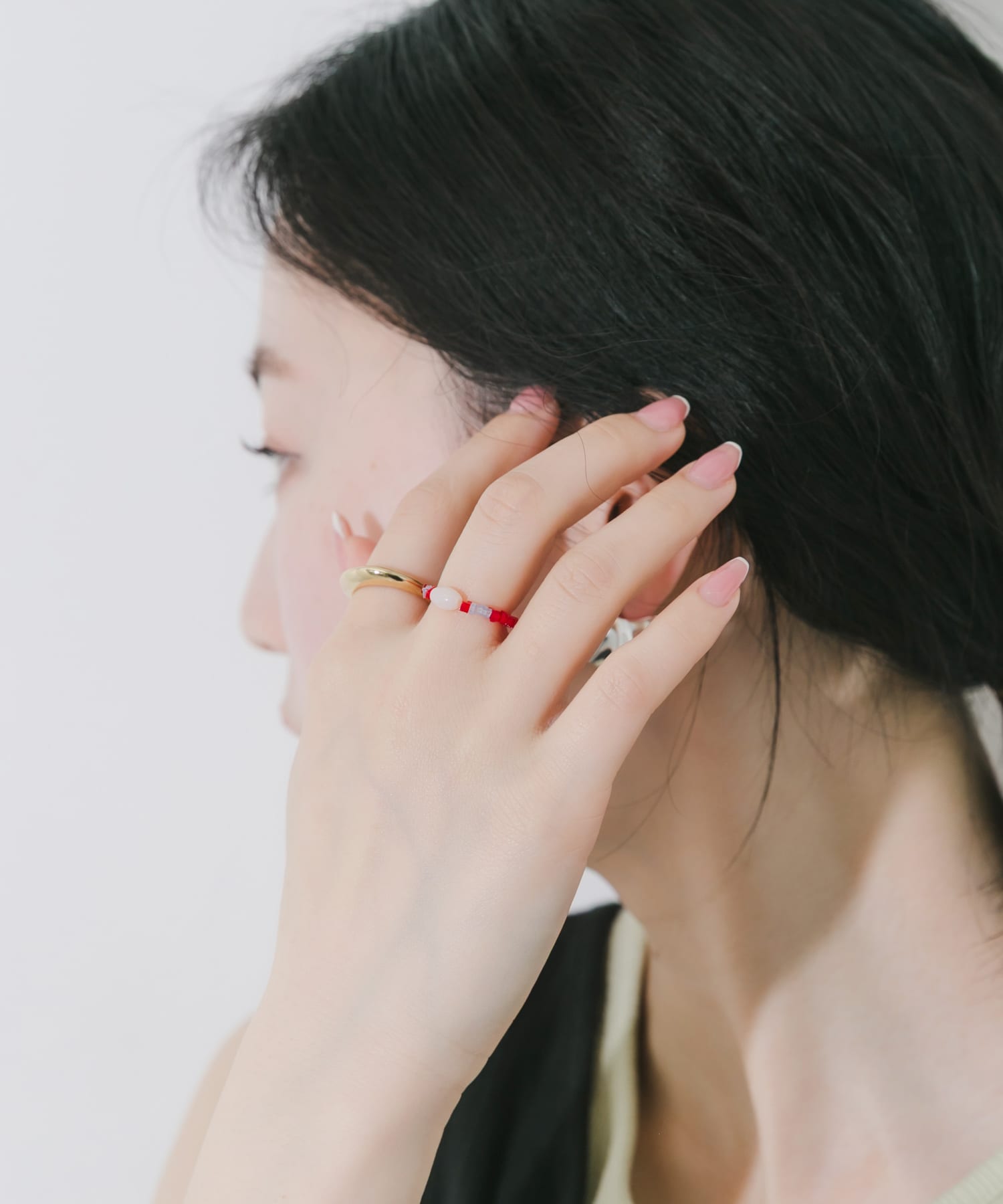 カラービーズ2セットリング RE/GD -