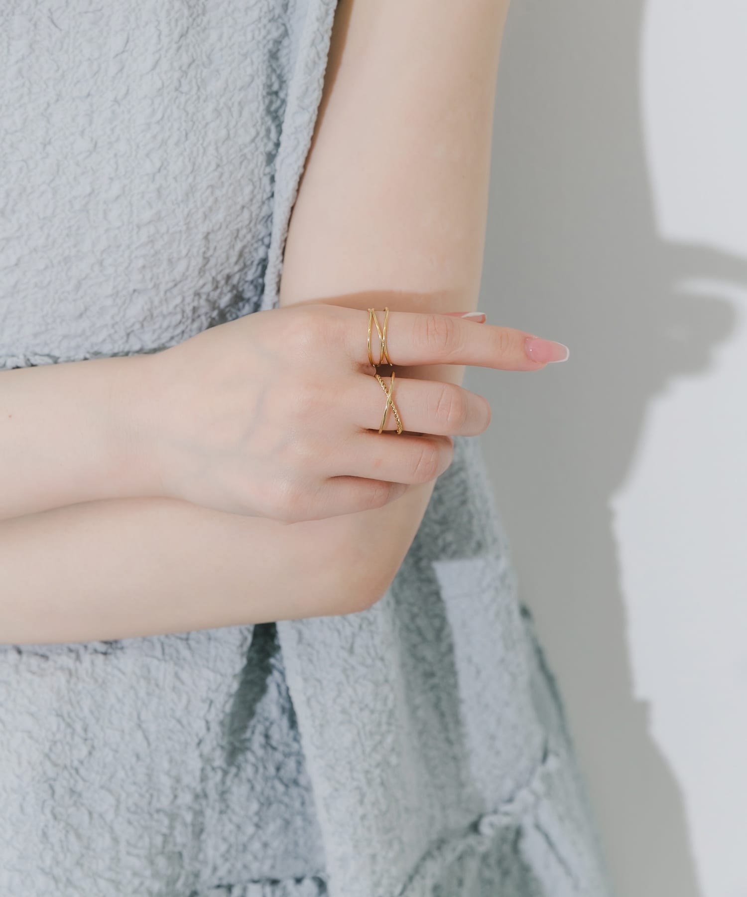 ステンレスナロー2セットリング GLD -