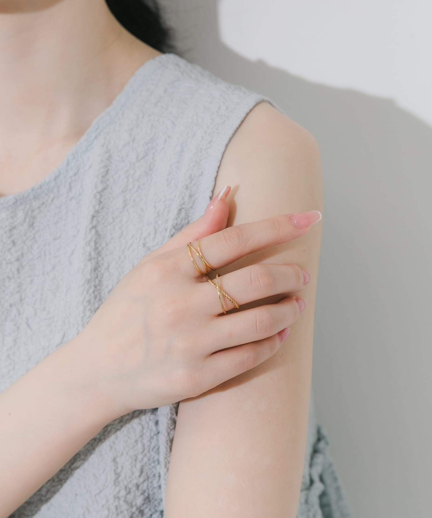 ステンレスナロー2セットリング GLD -