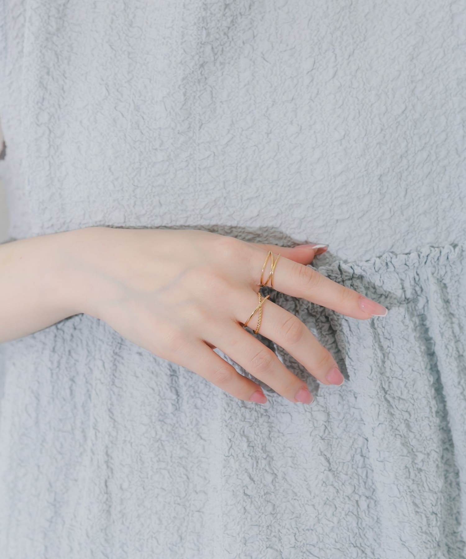 ステンレスナロー2セットリング GLD -