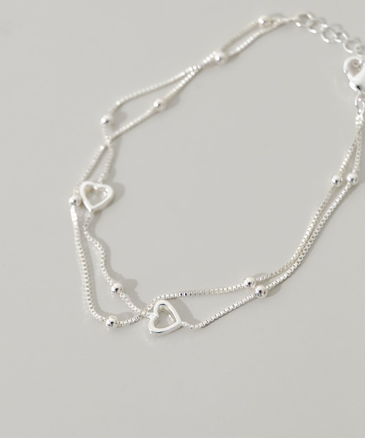 ハートモチーフレイヤードブレスレット SLV -