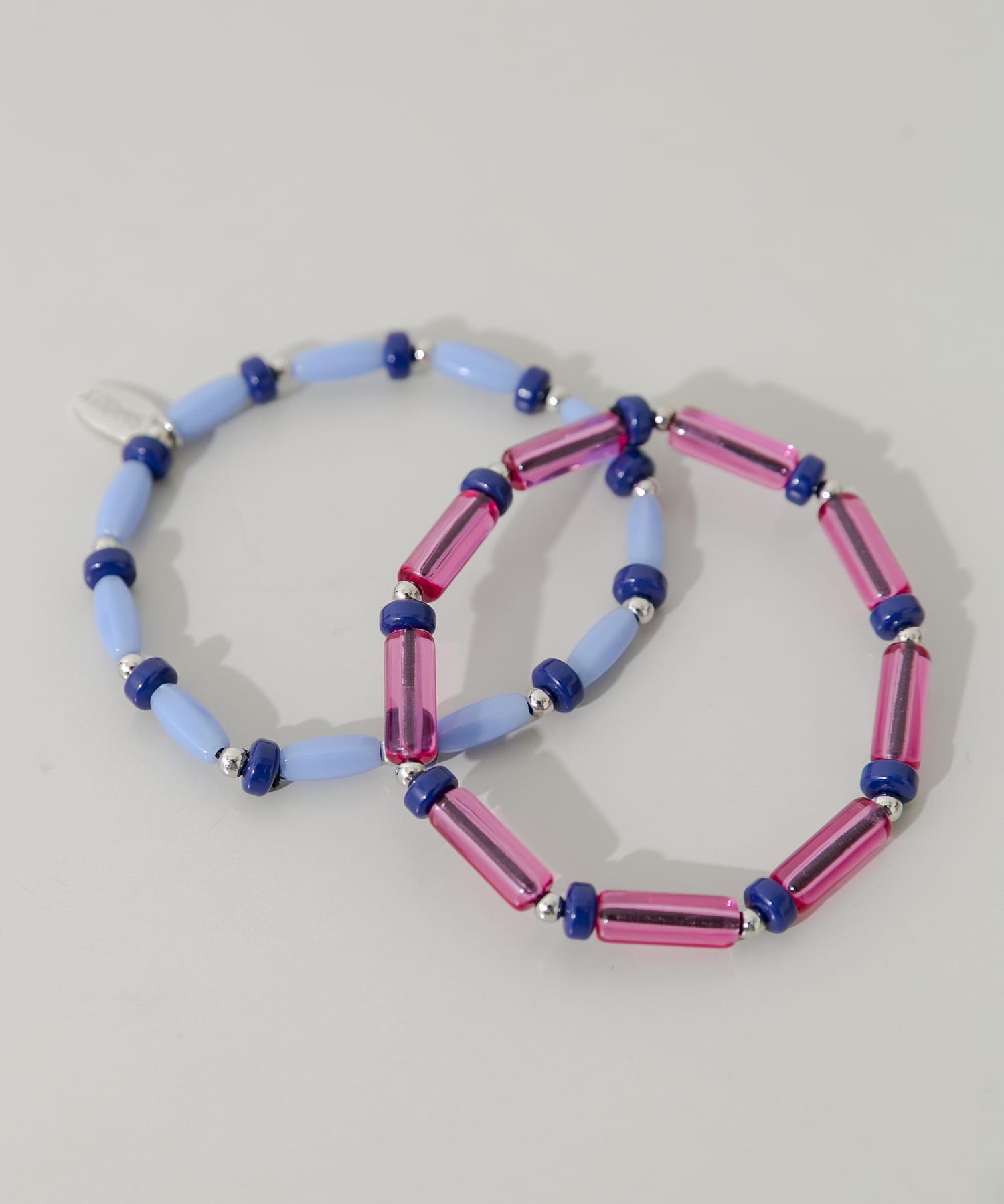 ミックスカラービーズ2セットブレスレット(- PP/BL): アクセサリー