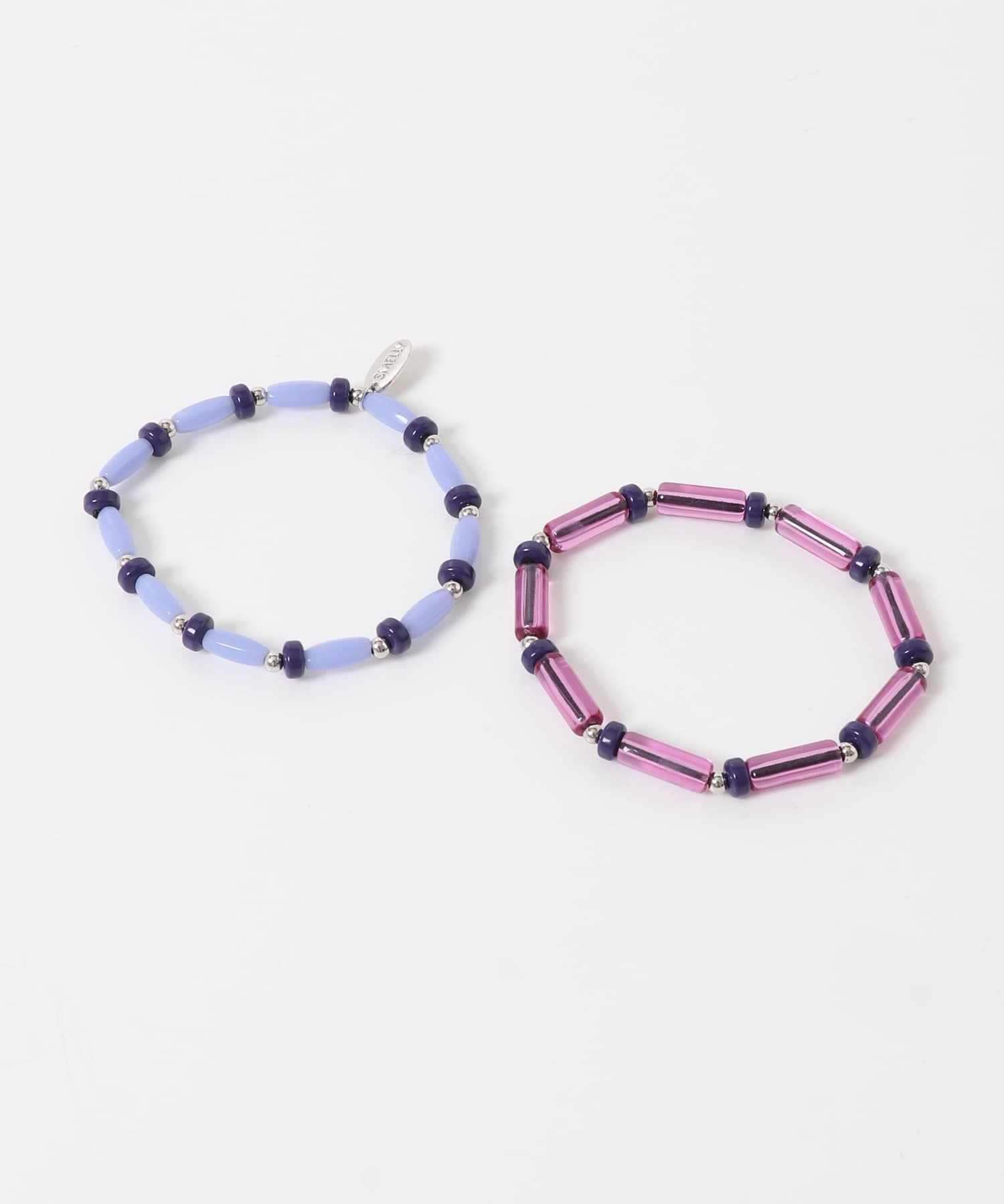 ミックスカラービーズ2セットブレスレット(- PP/BL): アクセサリー