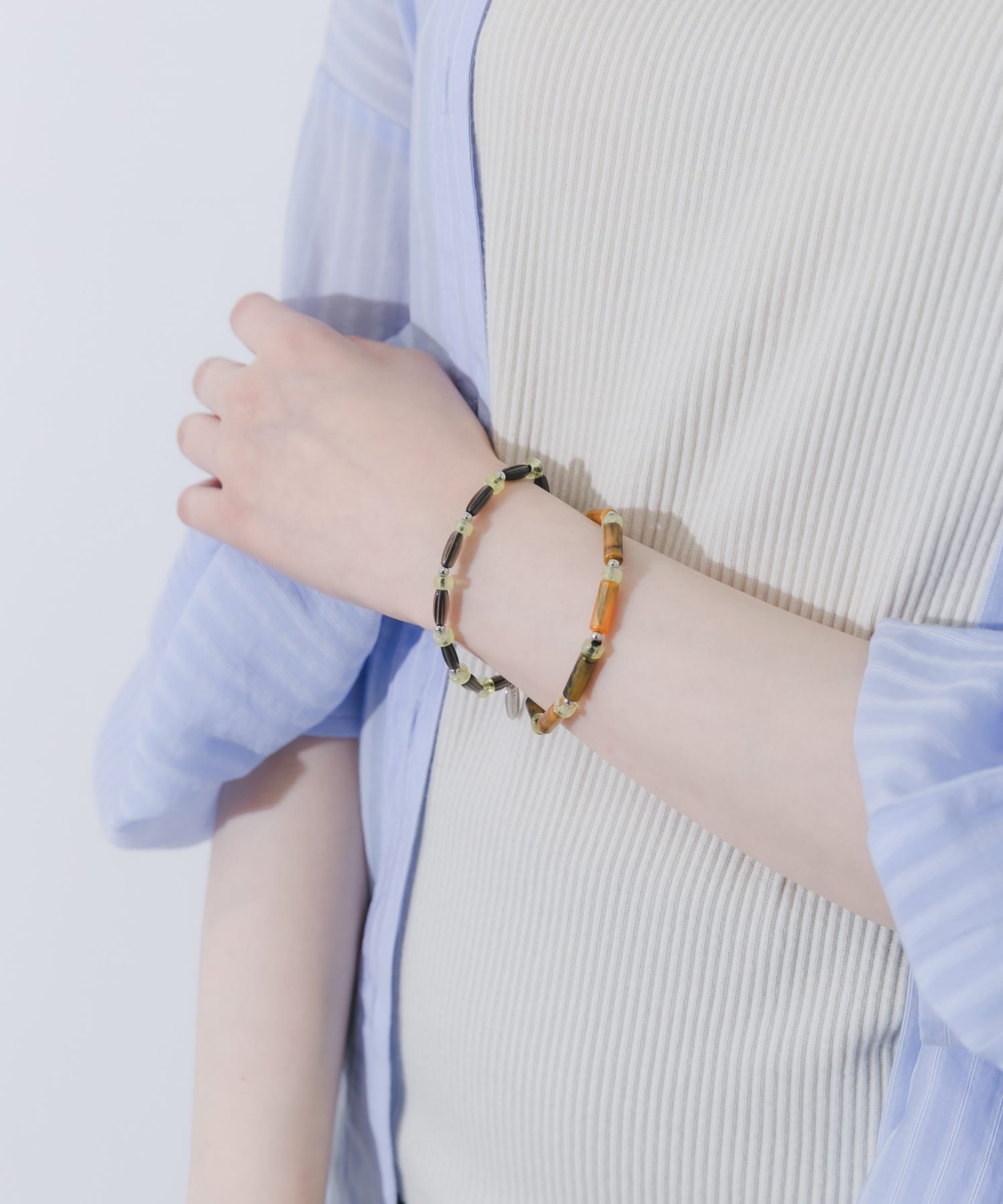 ミックスカラービーズ2セットブレスレット(- PP/BL): アクセサリー