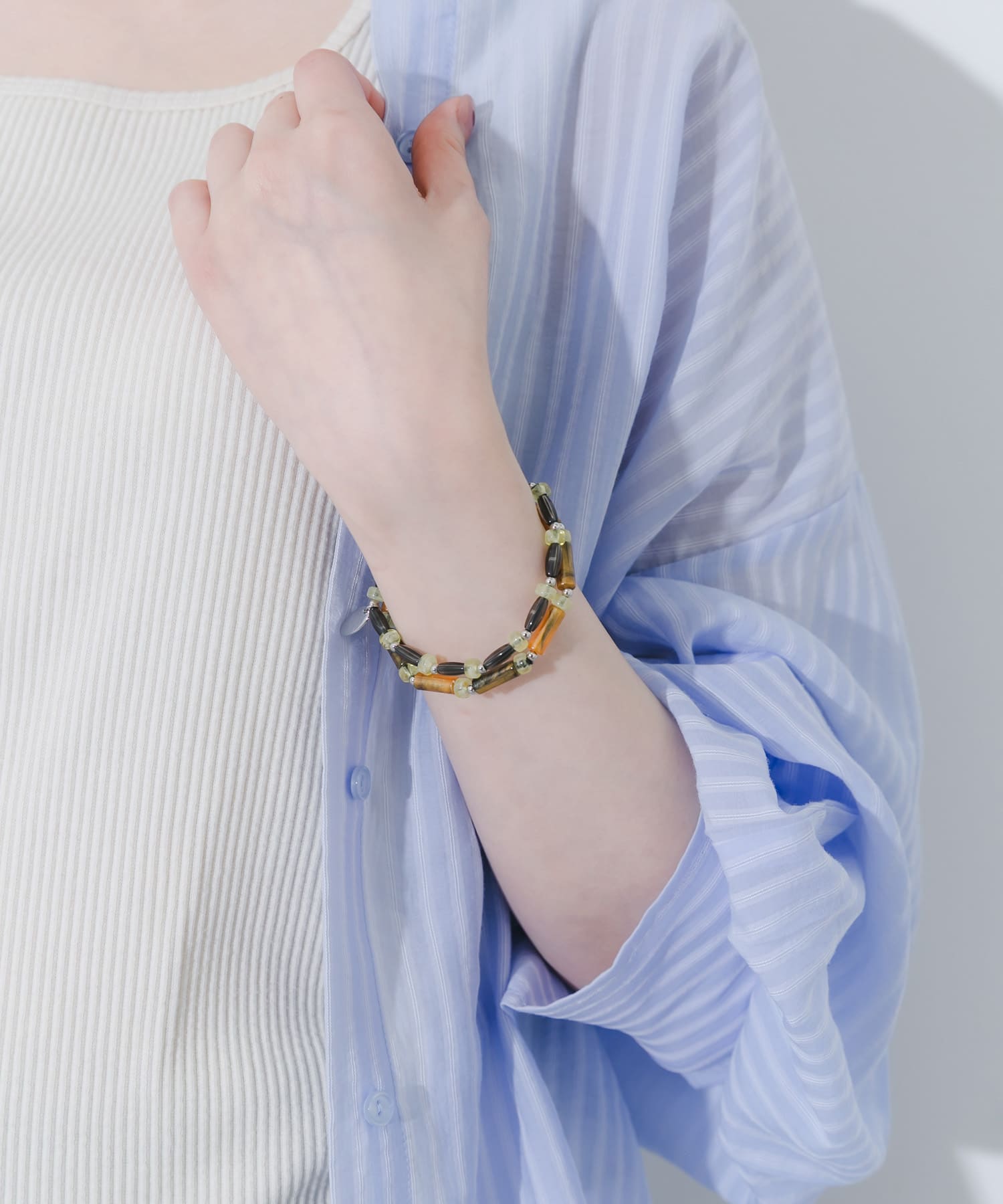 ミックスカラービーズ2セットブレスレット(- PP/BL): アクセサリー