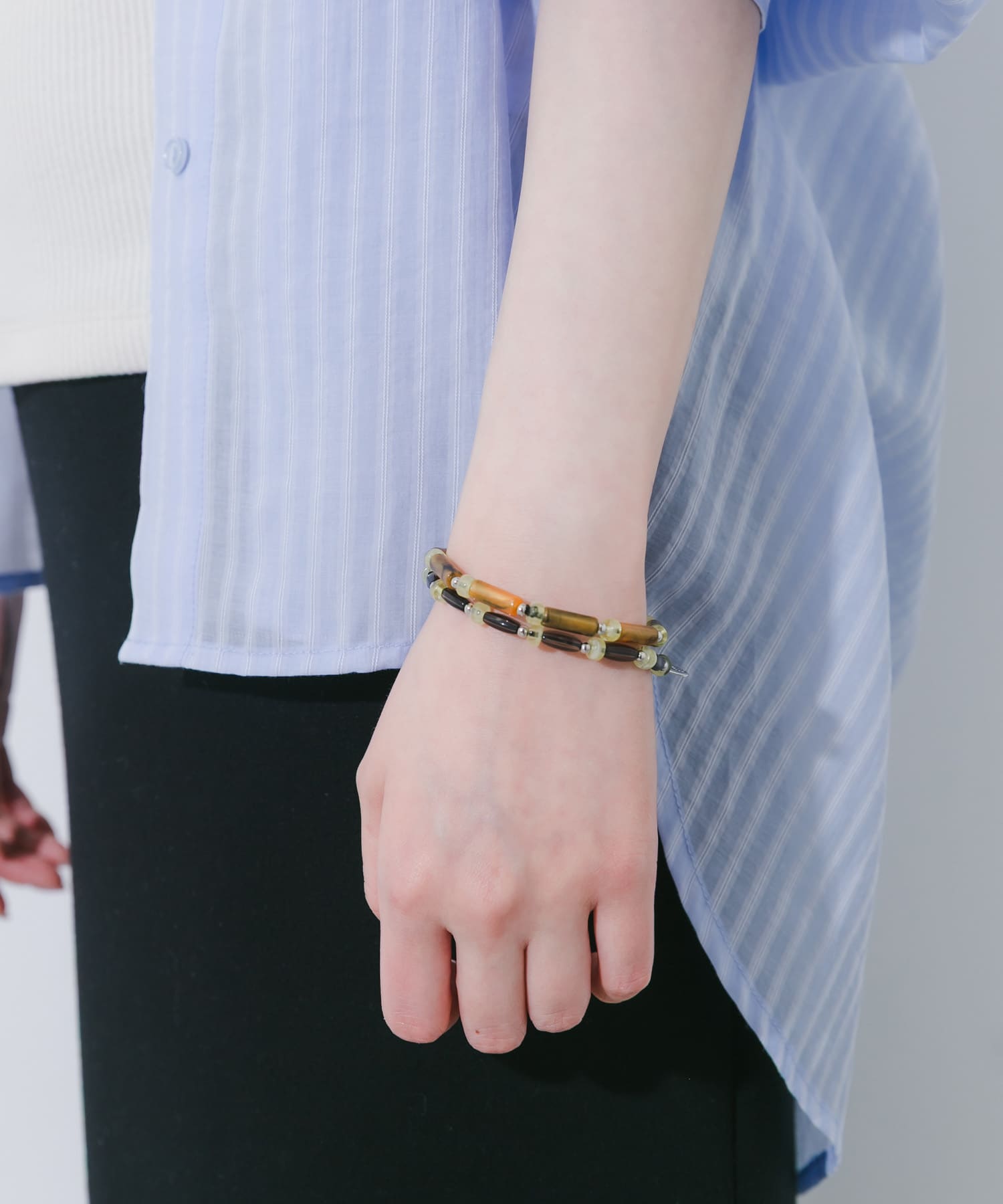 ミックスカラービーズ2セットブレスレット(- PP/BL): アクセサリー