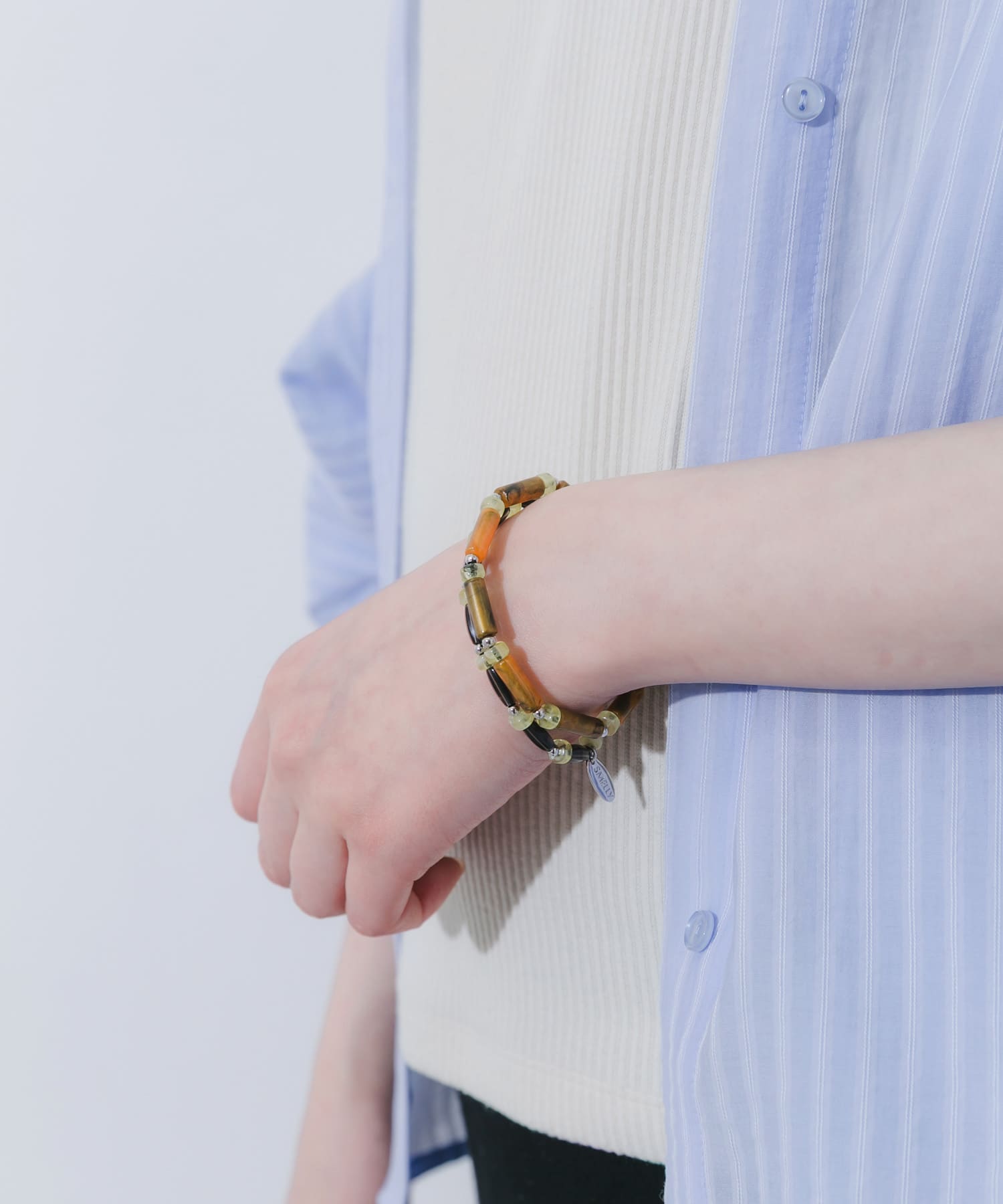 ミックスカラービーズ2セットブレスレット(- PP/BL): アクセサリー