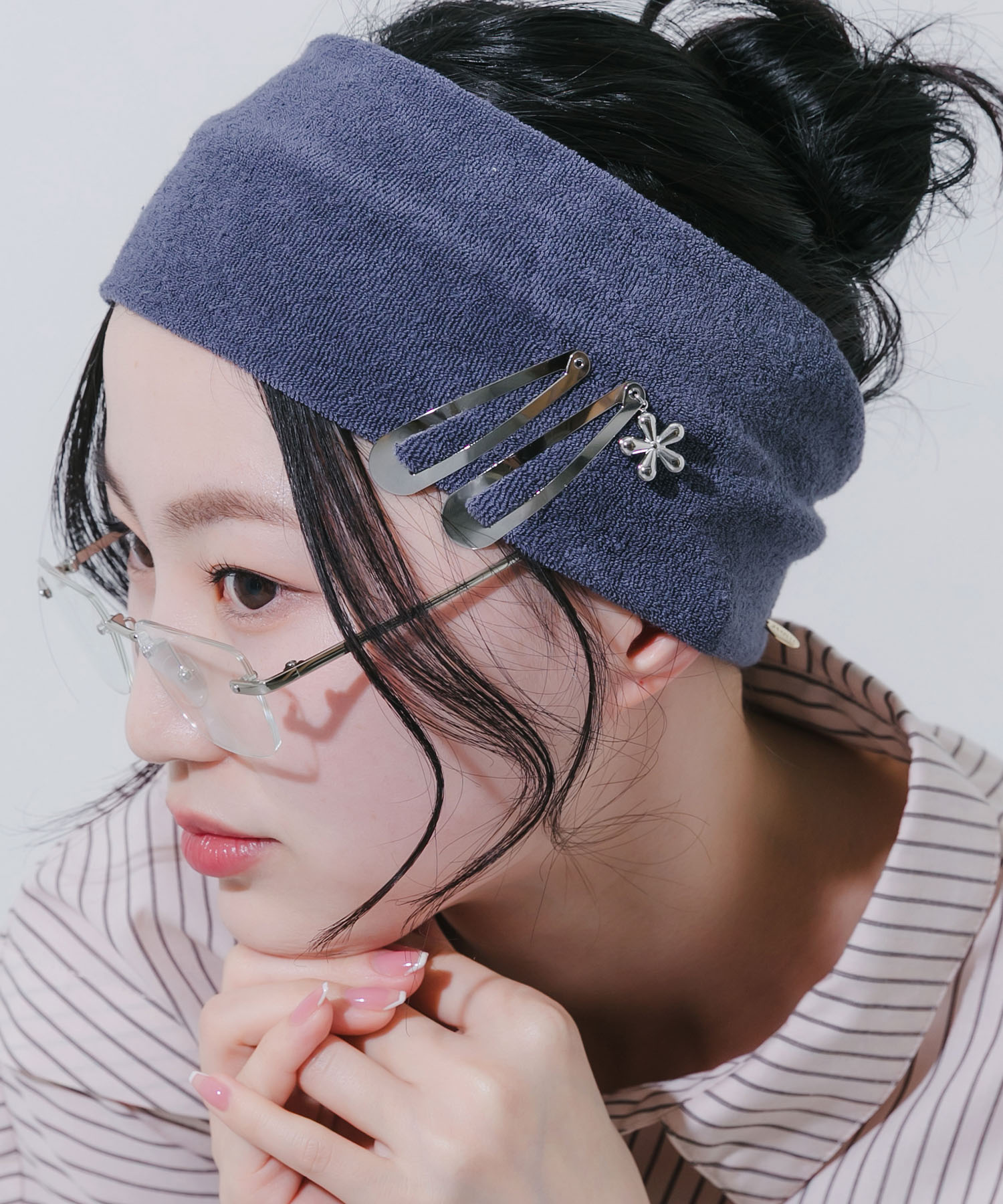 ステンレスフラワーチャームセットヘアピン SLV -