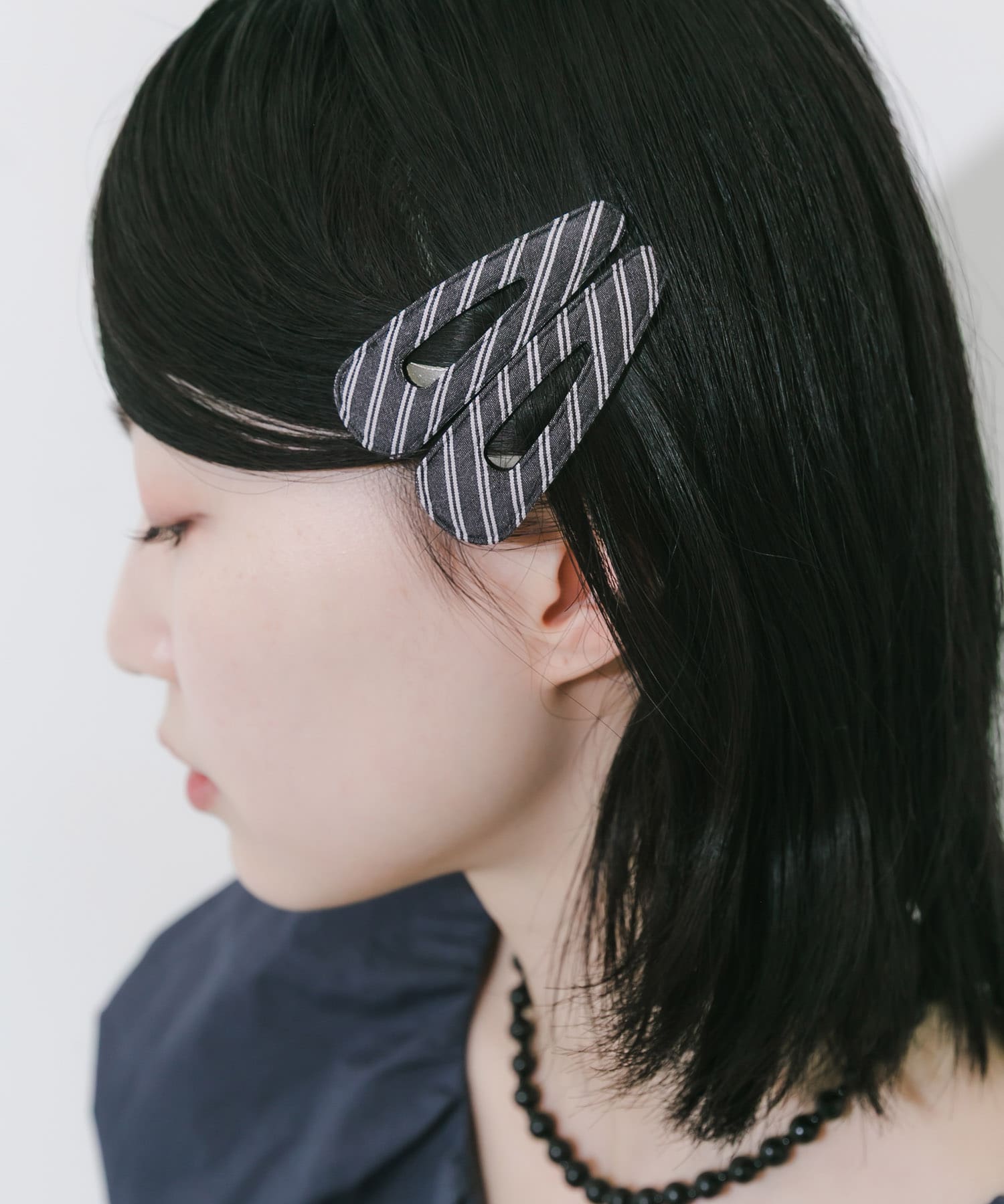 ストライプ2セットヘアピン BLK -