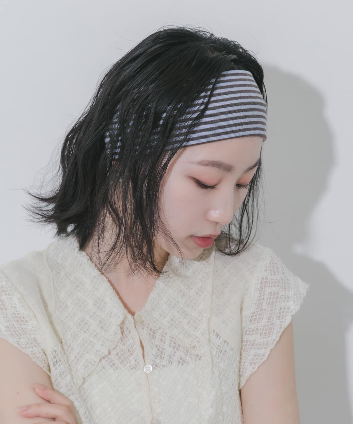 カラーボーダーヘアバンド PP/BR -