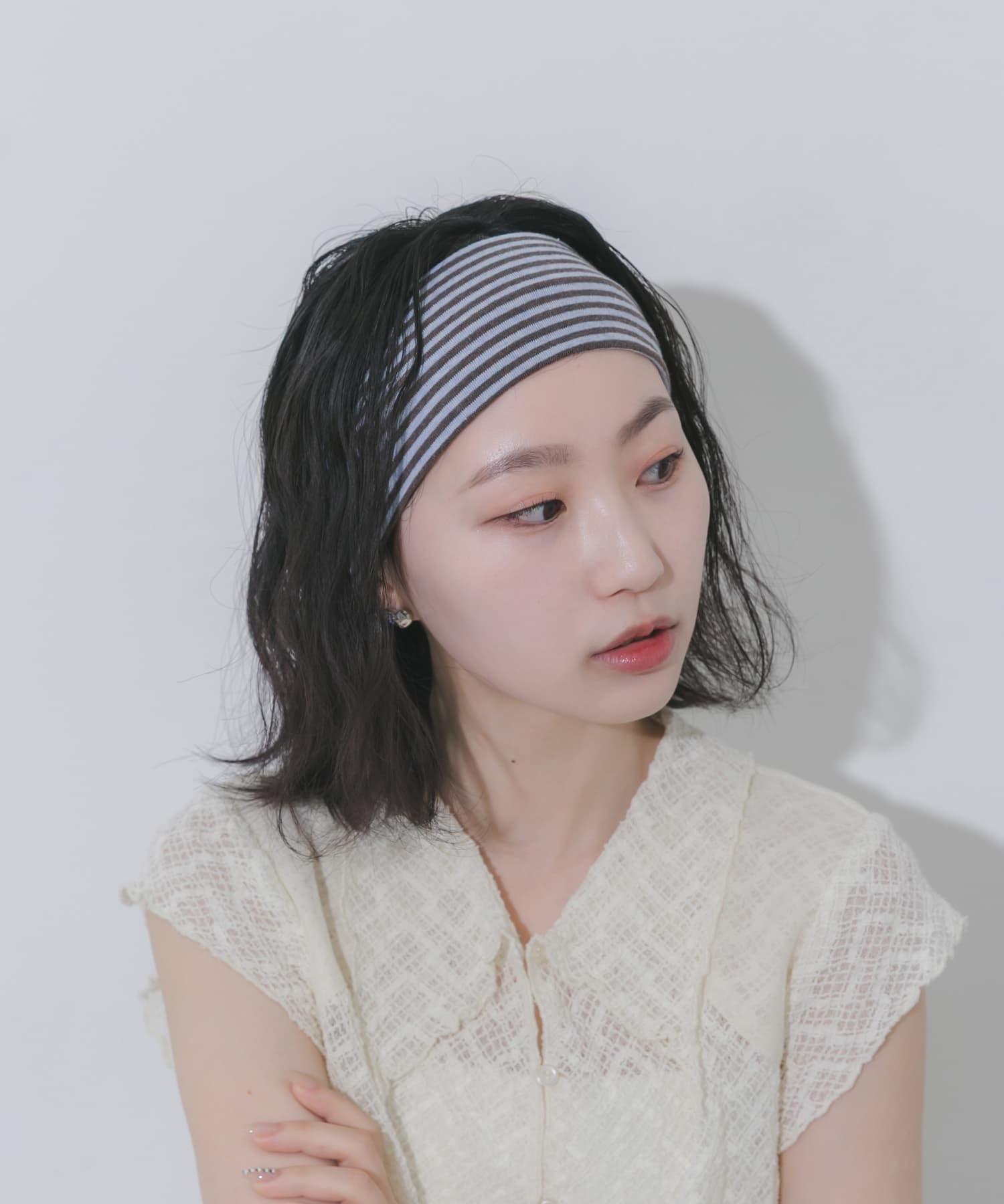 カラーボーダーヘアバンド PP/BR -