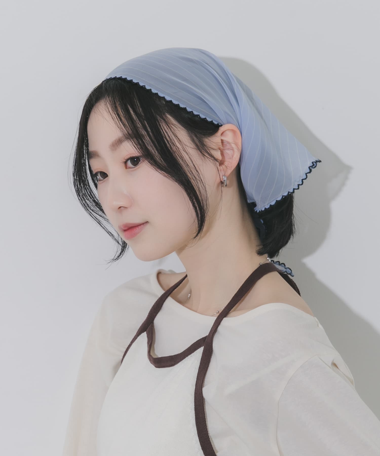 ストライプサンカクスカーフ L.BLU -