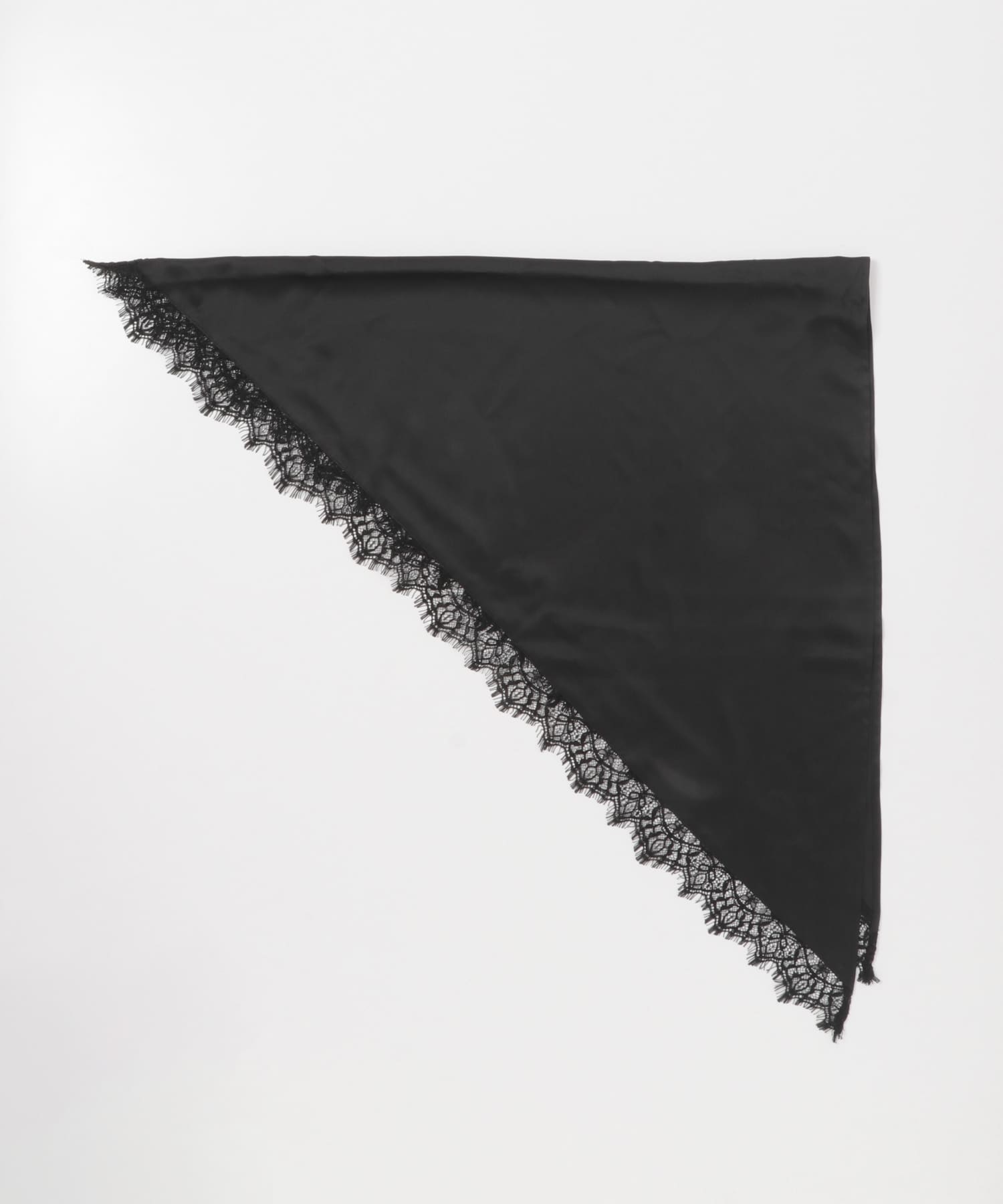 サテンレースサンカクスカーフ BLK -
