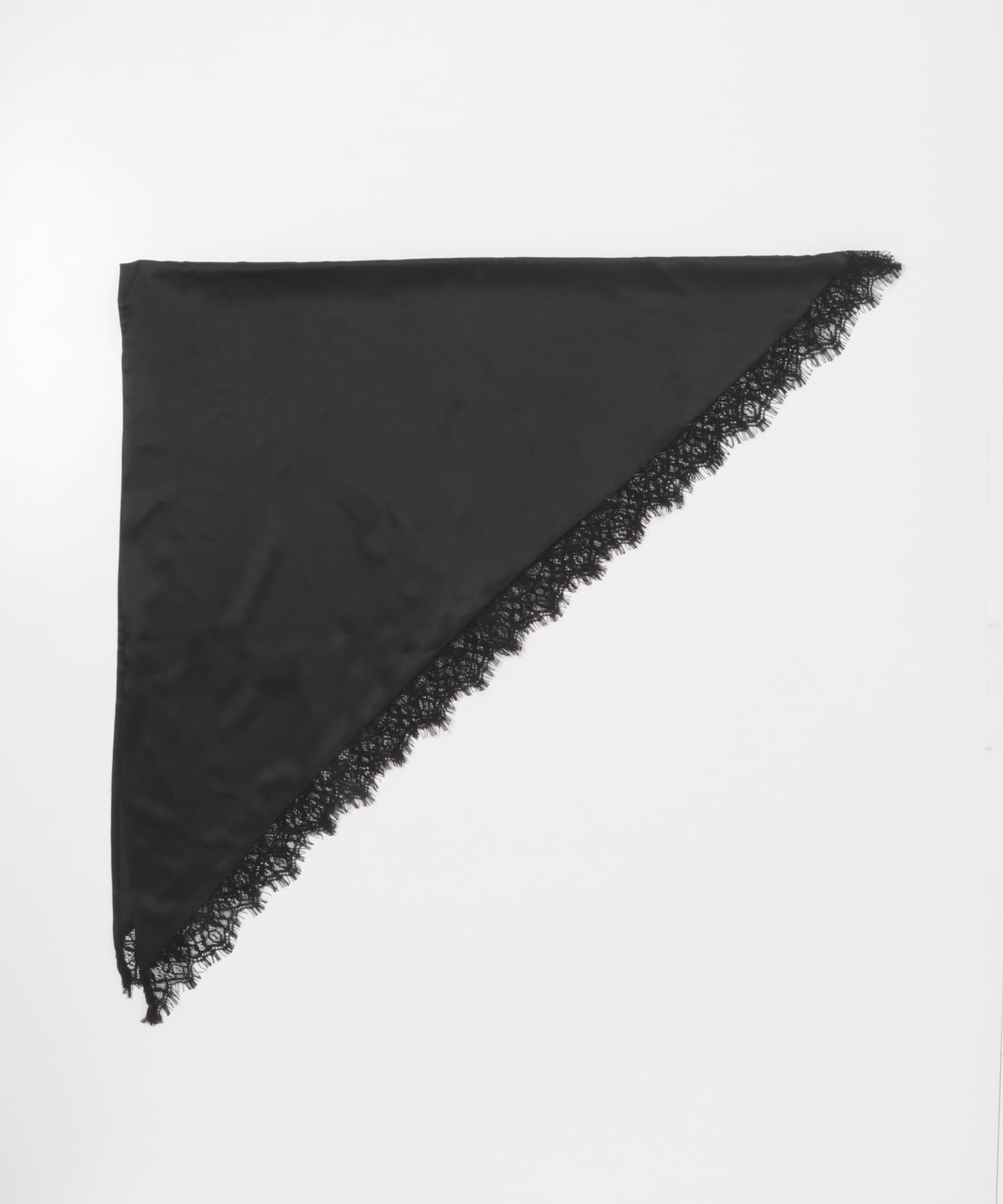 サテンレースサンカクスカーフ BLK -